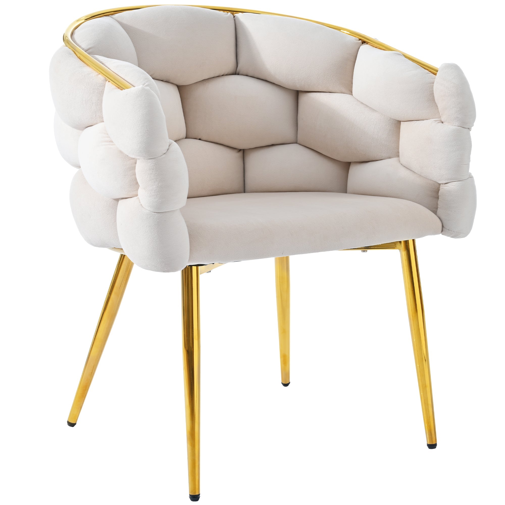 Logidon Luxury Velvet Chair Beige With Golden Legs Dining Chair