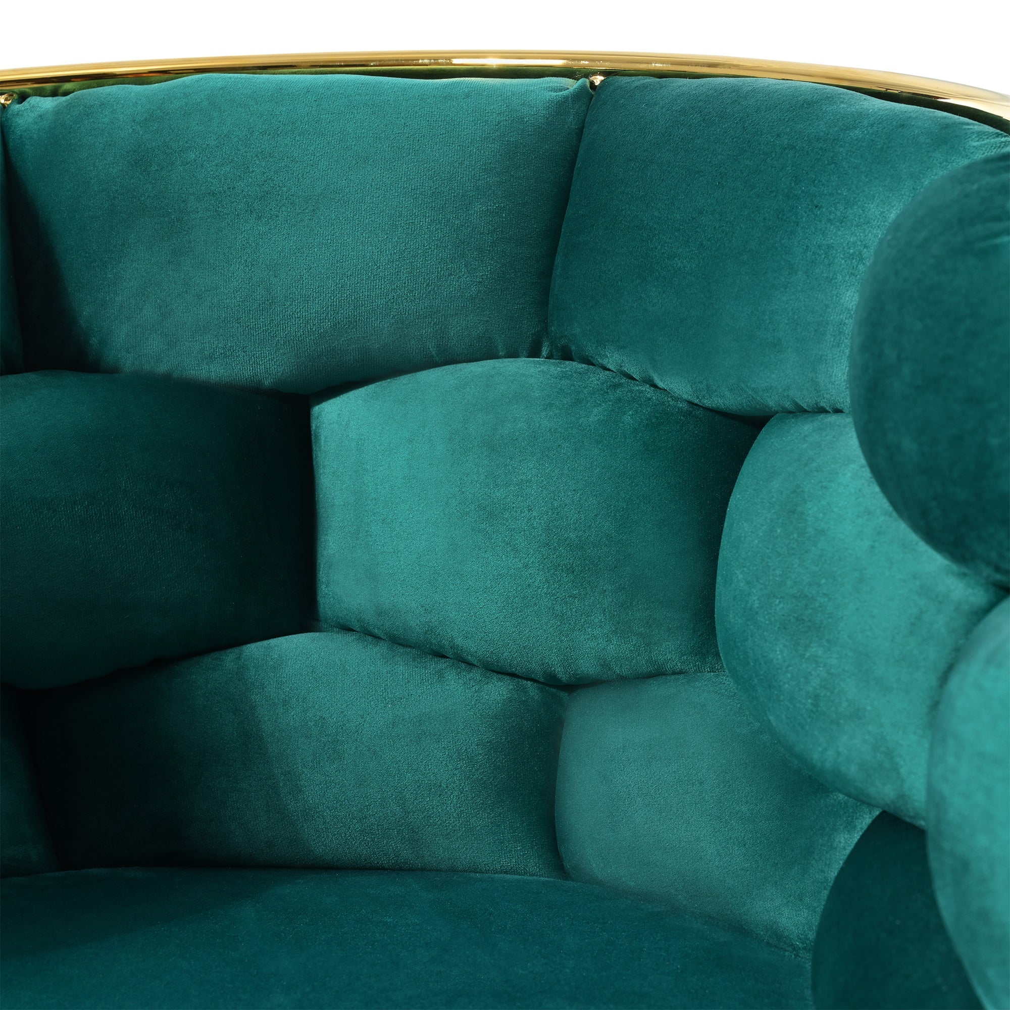 Logidon Luxury Velor Chair Green Bubble With Gold-Plated Legs