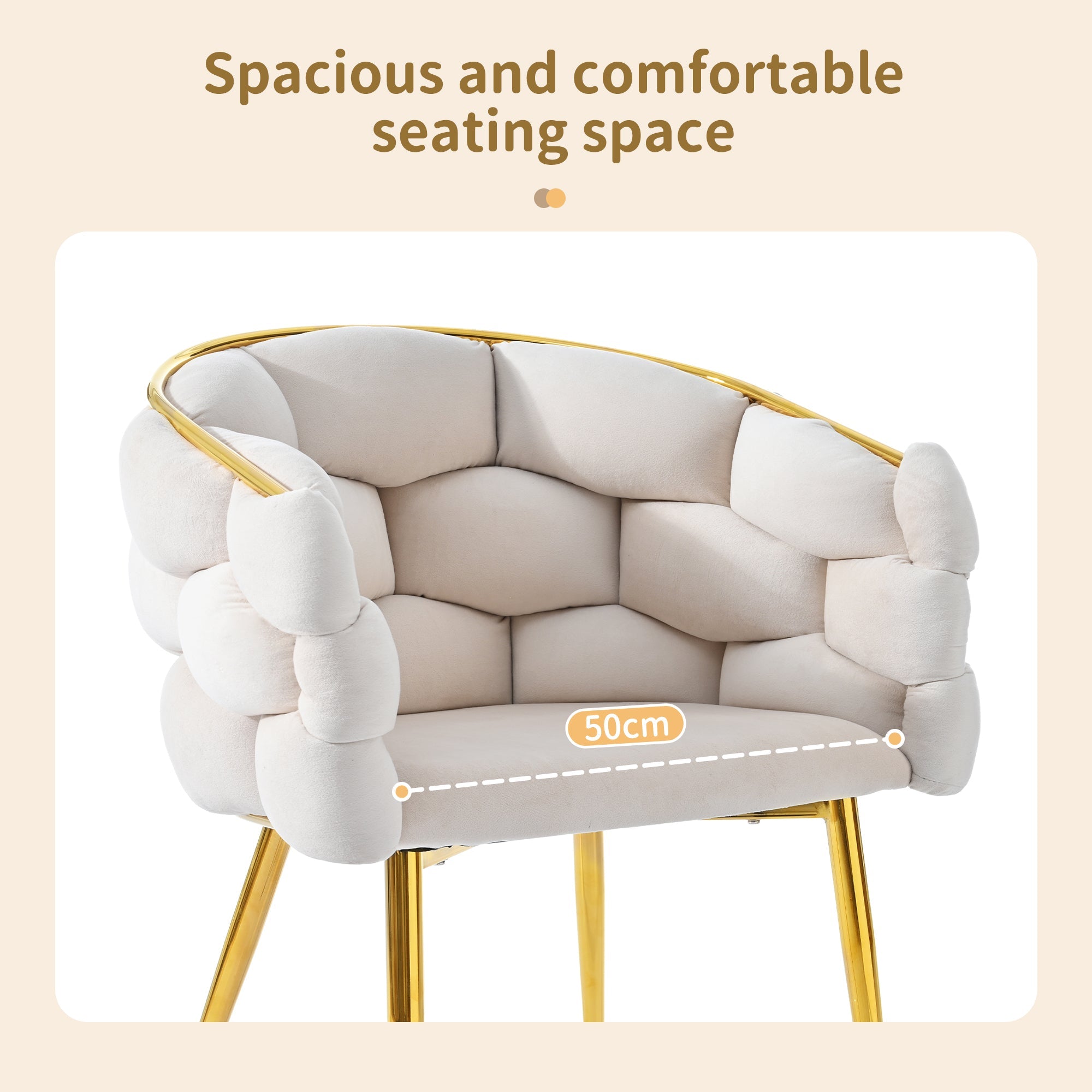 Logidon Luxury Velvet Chair Beige With Golden Legs Dining Chair