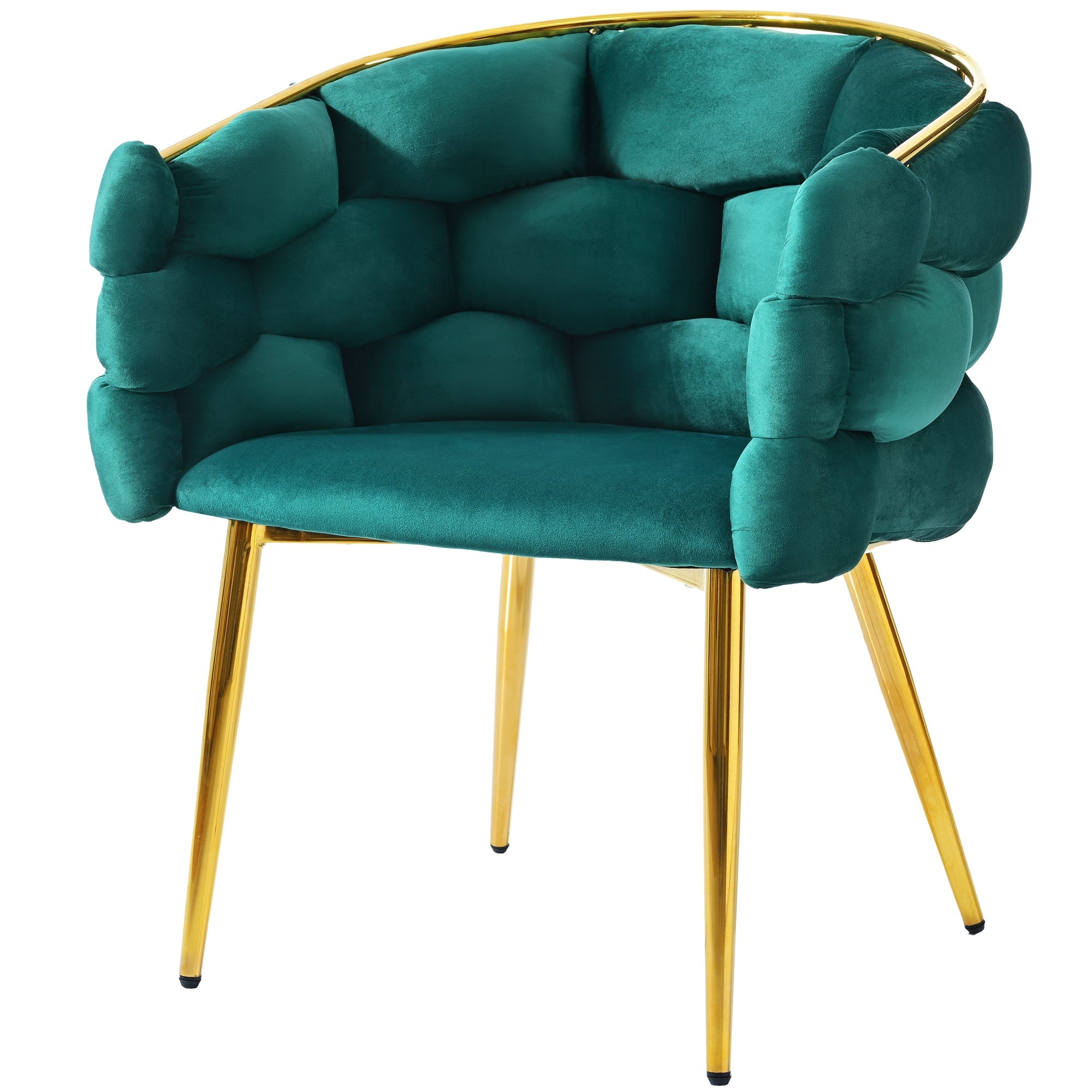 Logidon Luxury Velor Chair Green Bubble With Gold-Plated Legs