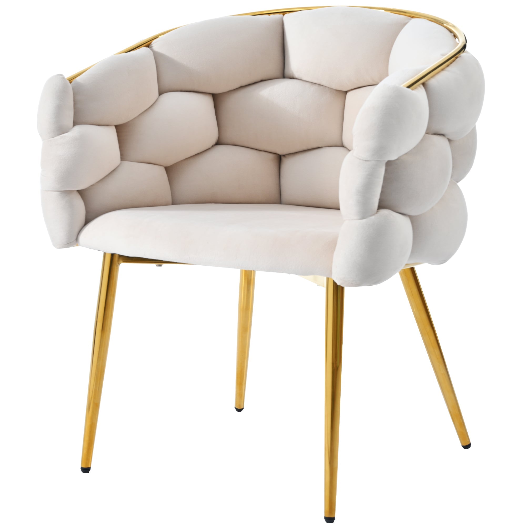 Logidon Luxury Velvet Chair Beige With Golden Legs Dining Chair