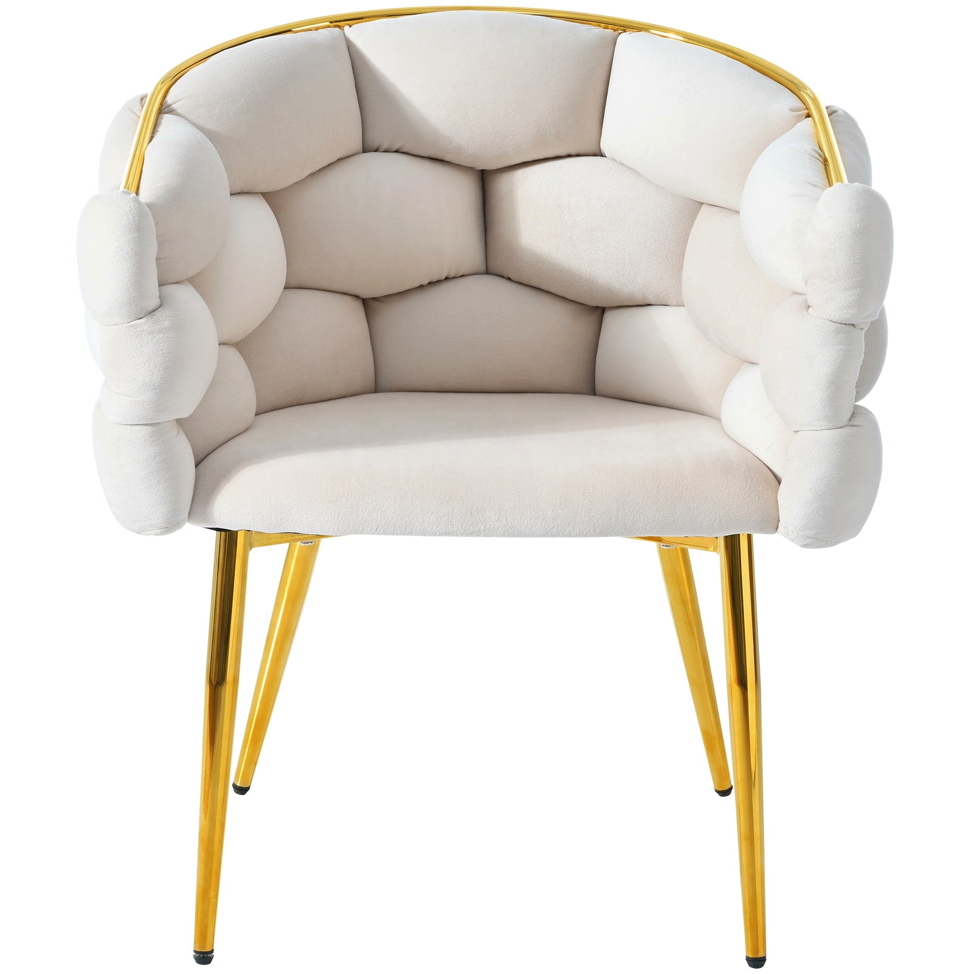 Logidon Luxury Velvet Chair Beige With Golden Legs Dining Chair