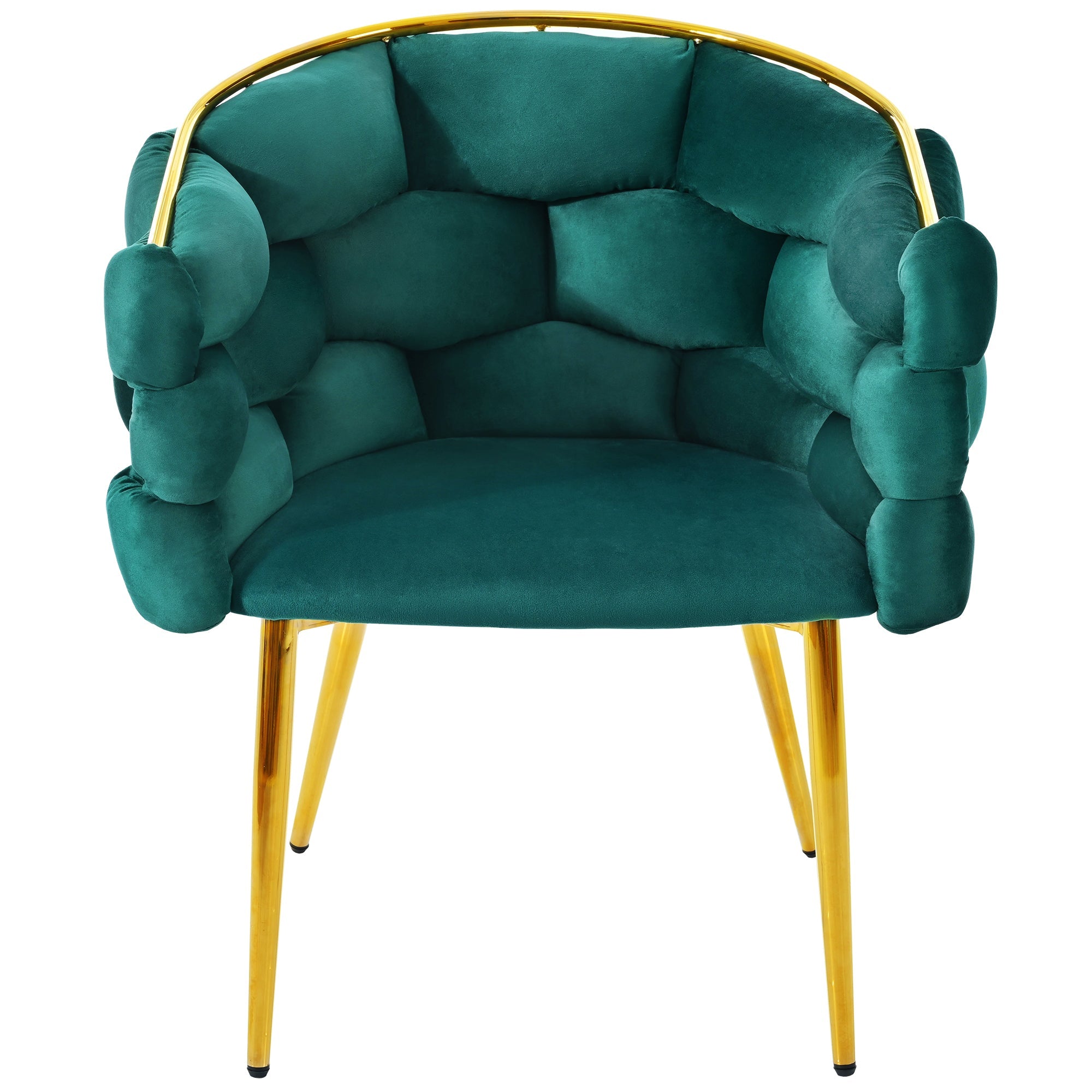 Logidon Luxury Velor Chair Green Bubble With Gold-Plated Legs