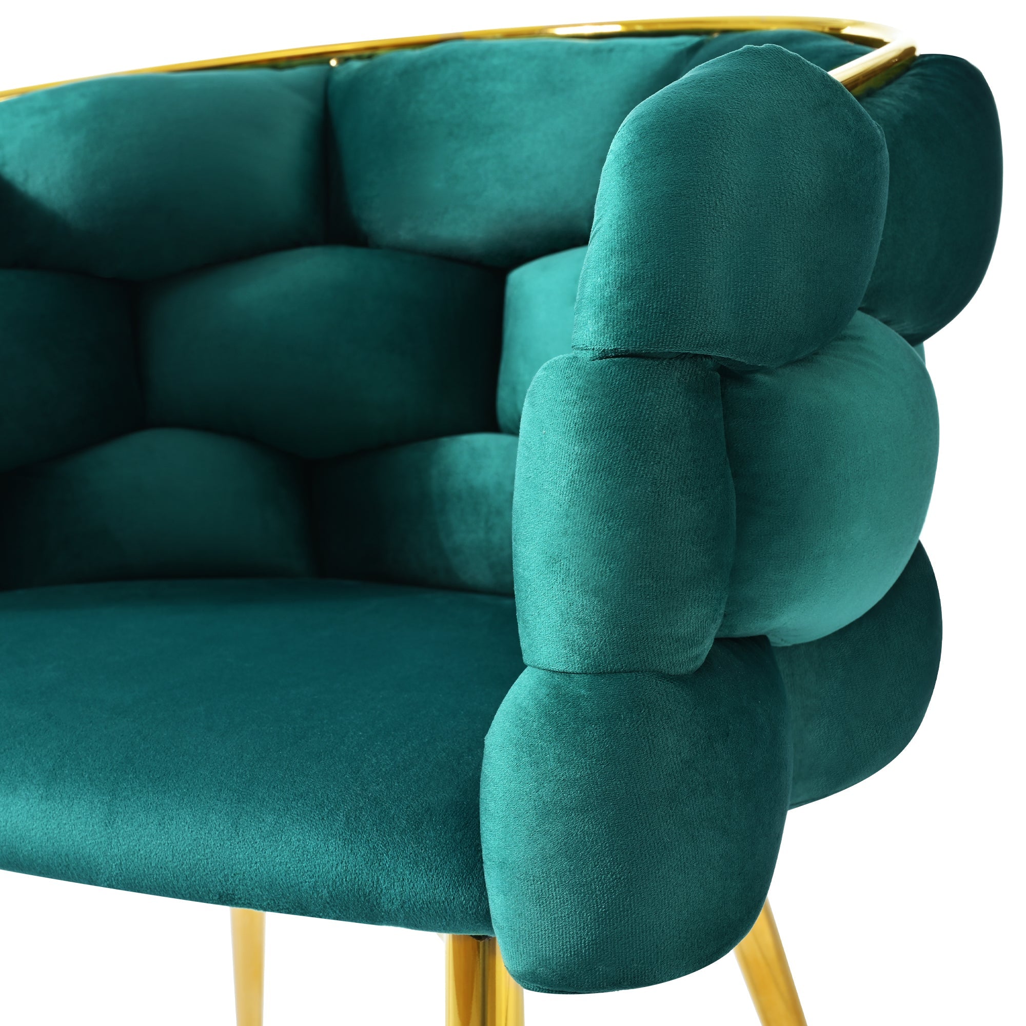 Logidon Luxury Velor Chair Green Bubble With Gold-Plated Legs