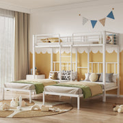 Logidon 3-persoons stapelbed wit 90x200cm met ladder en tafel