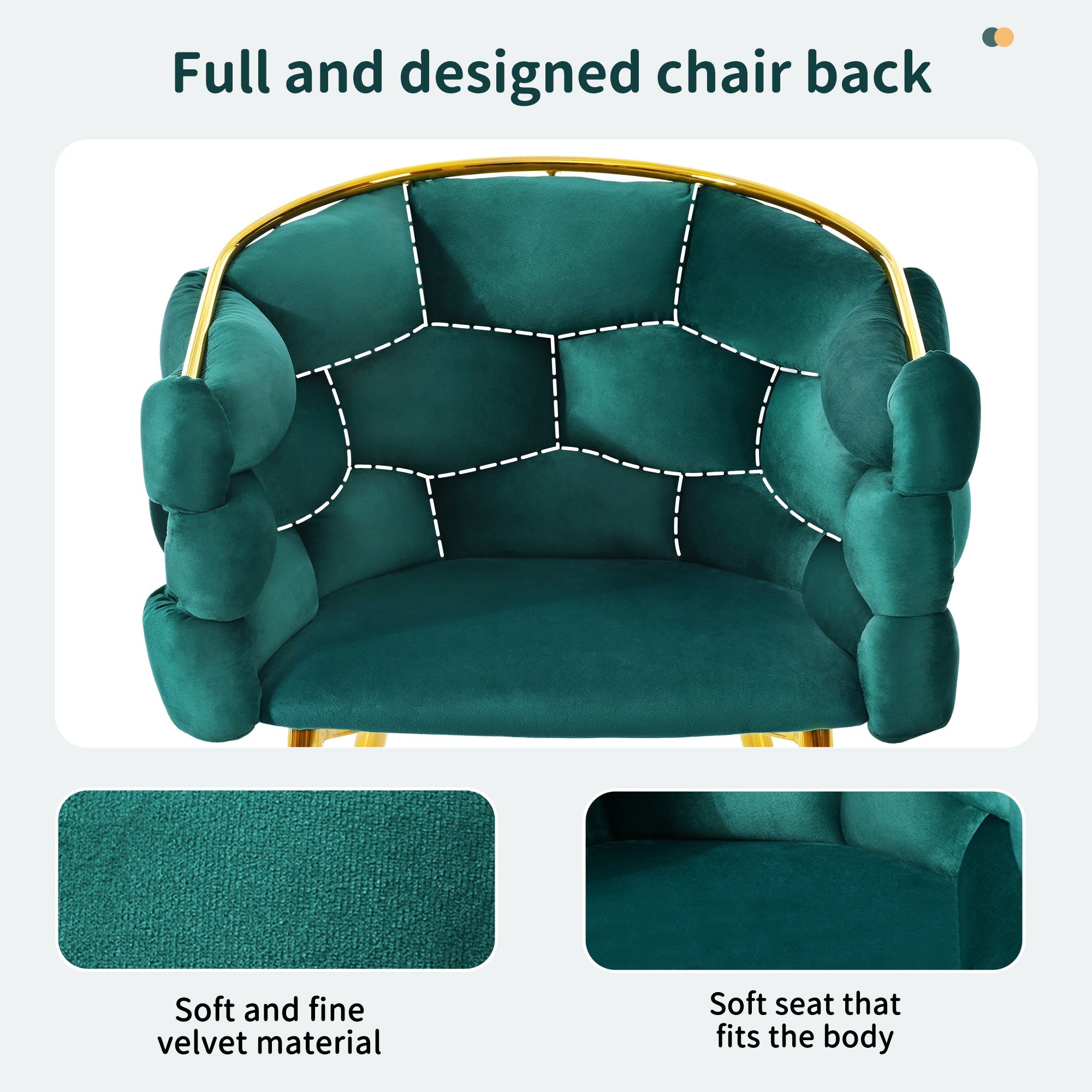 Logidon Luxury Velor Chair Green Bubble With Gold-Plated Legs