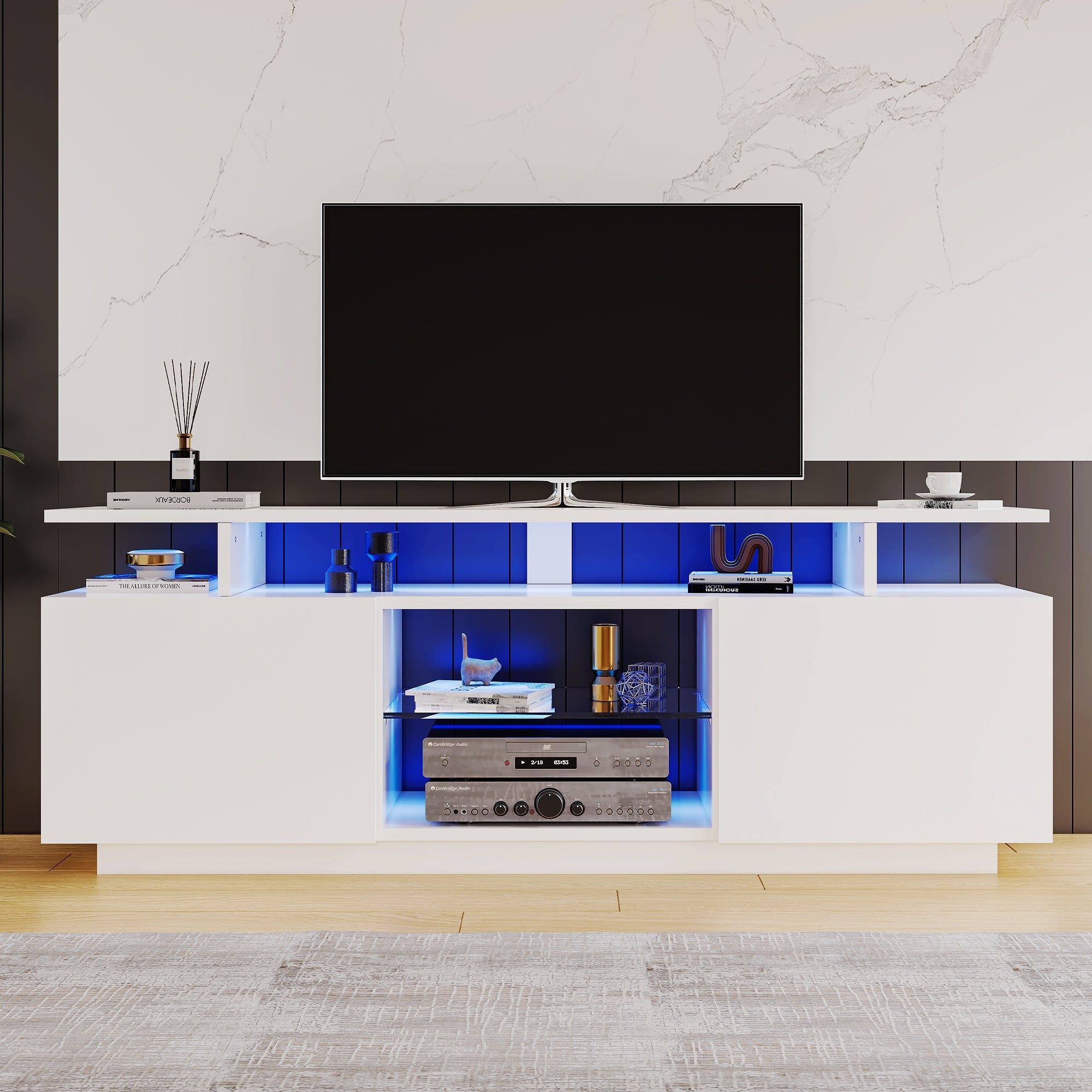 Logidon Wit TV-meubel met 16 kleuren LED-verlichting 1,40m