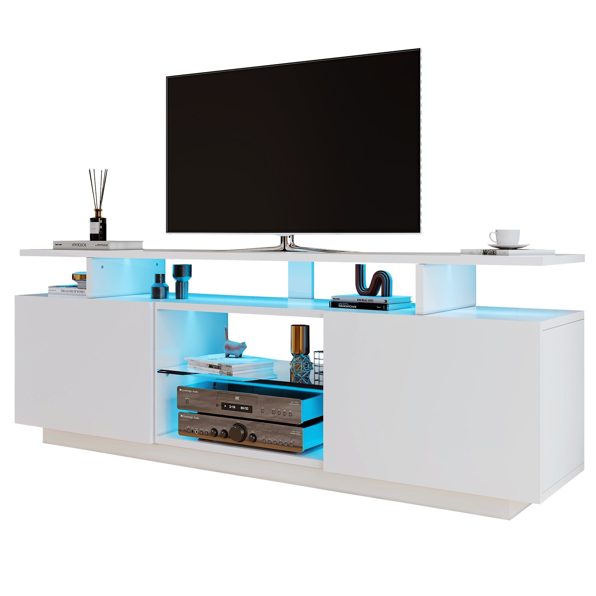 Logidon Wit TV-meubel met 16 kleuren LED-verlichting 1,40m