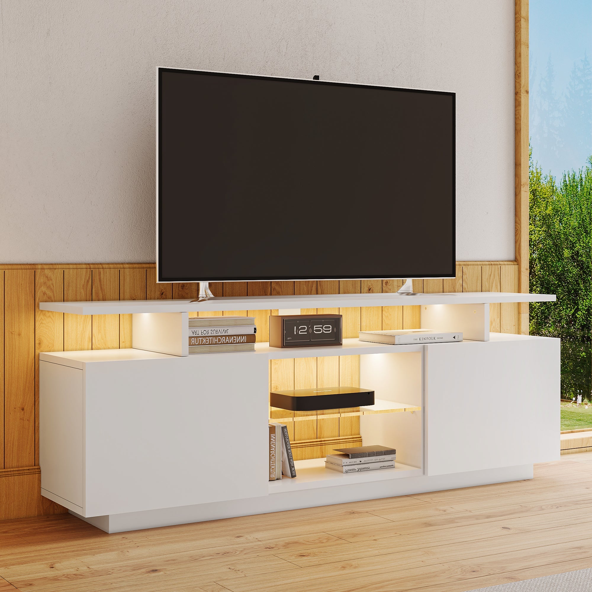 Logidon Wit TV-meubel met 16 kleuren LED-verlichting 1,40m