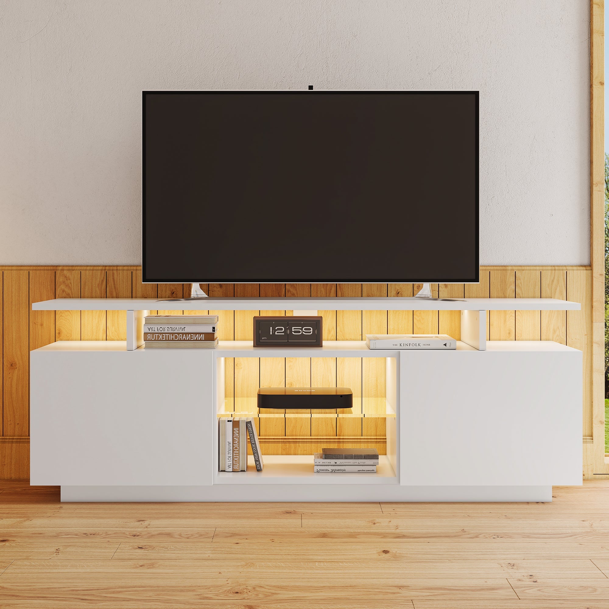 Logidon Wit TV-meubel met 16 kleuren LED-verlichting 1,40m