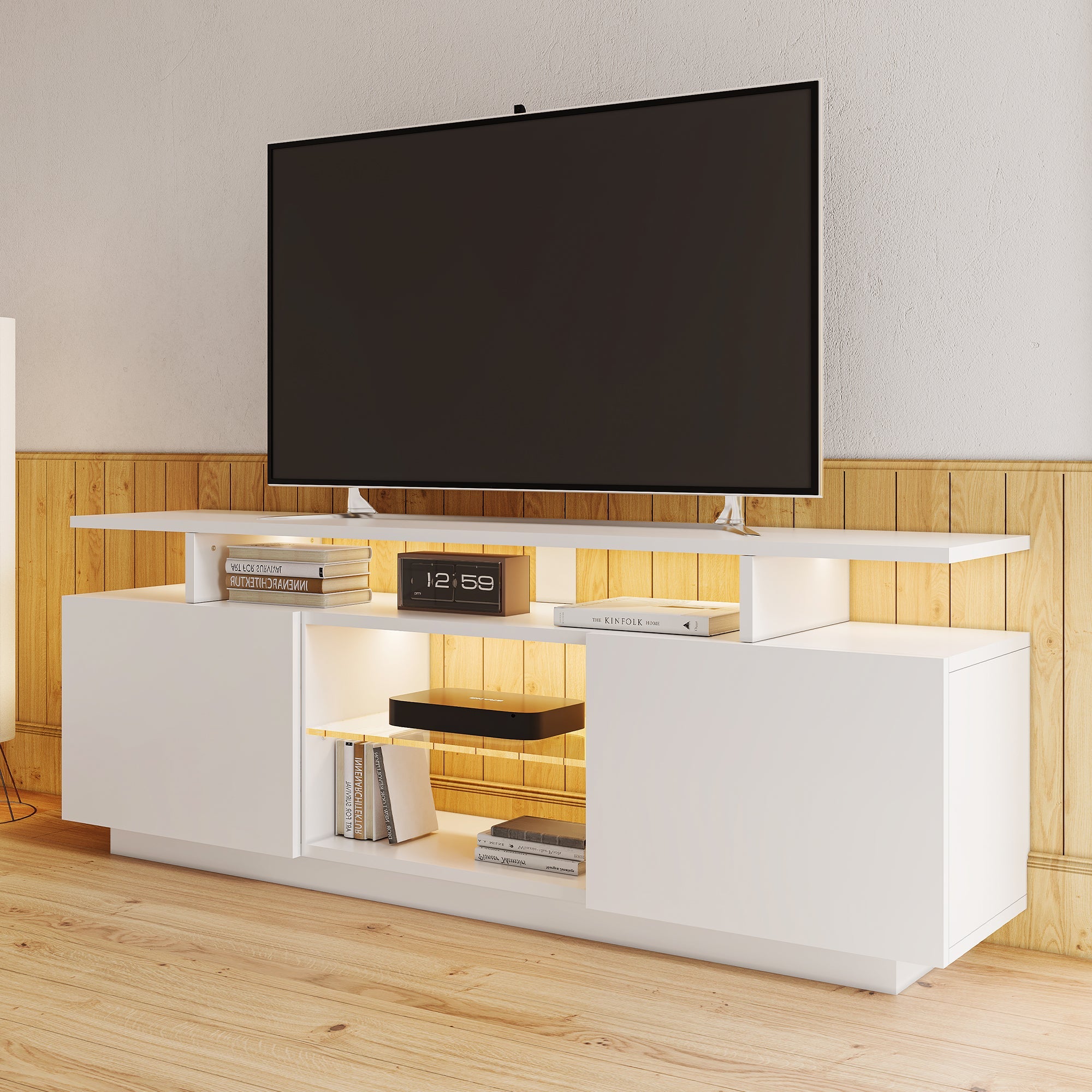 Logidon Wit TV-meubel met 16 kleuren LED-verlichting 1,40m