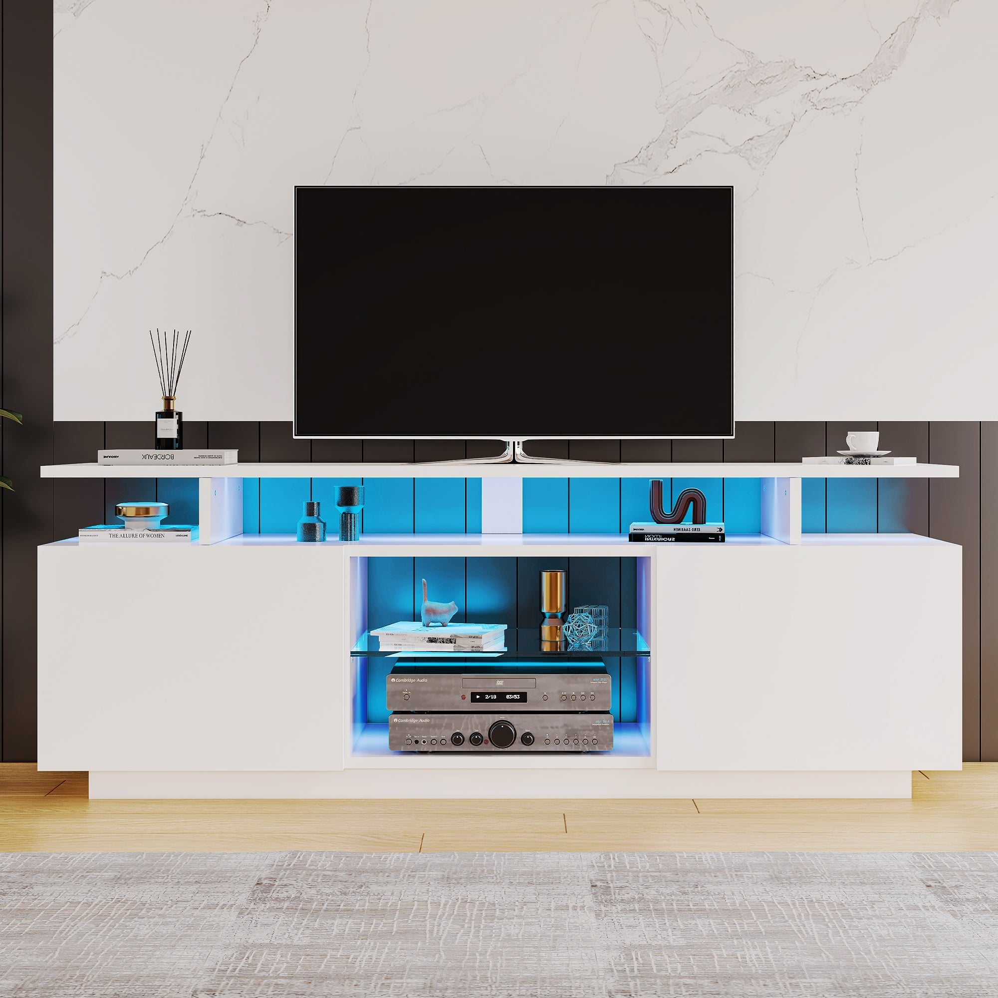 Logidon Wit TV-meubel met 16 kleuren LED-verlichting 1,40m