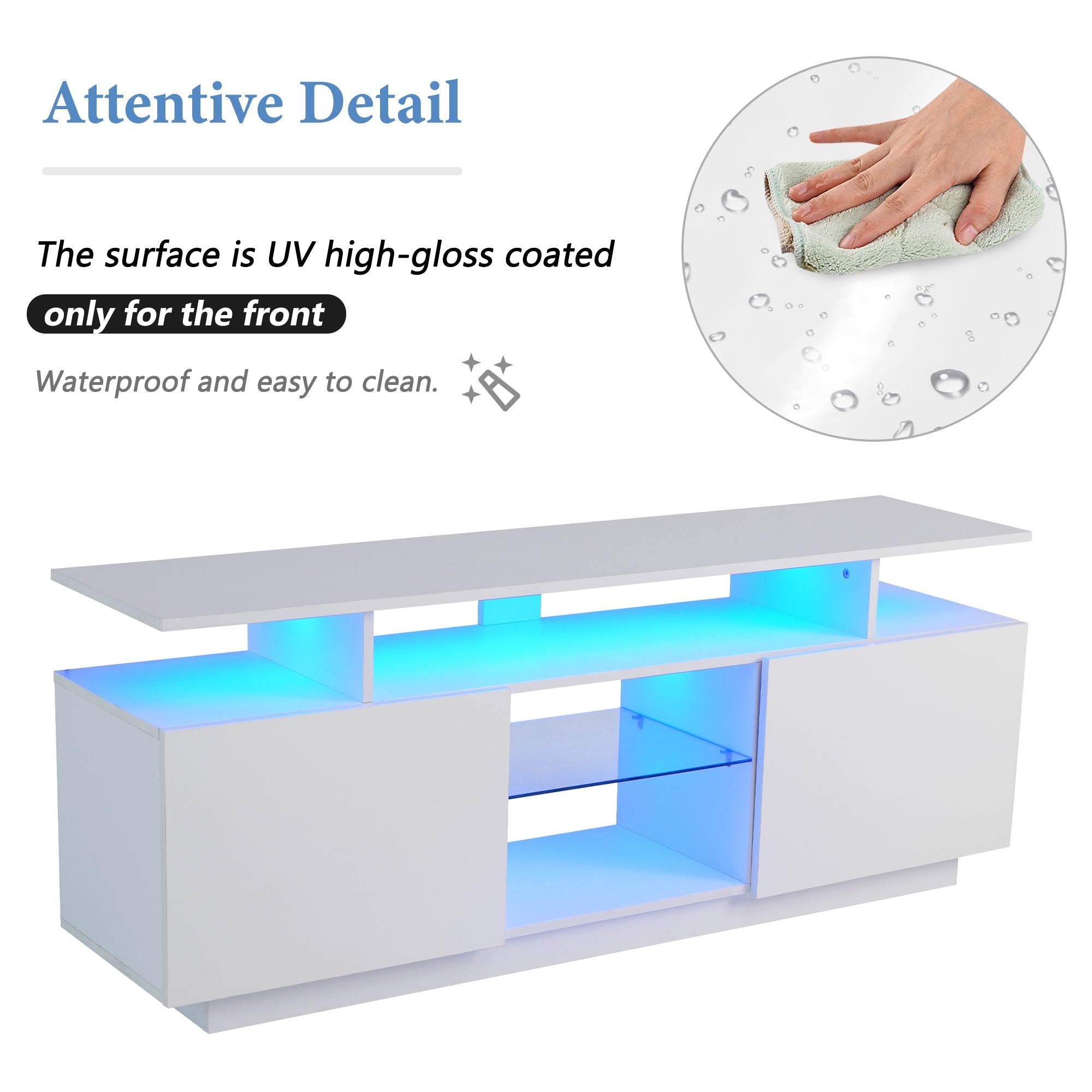 Logidon Wit TV-meubel met 16 kleuren LED-verlichting 1,40m