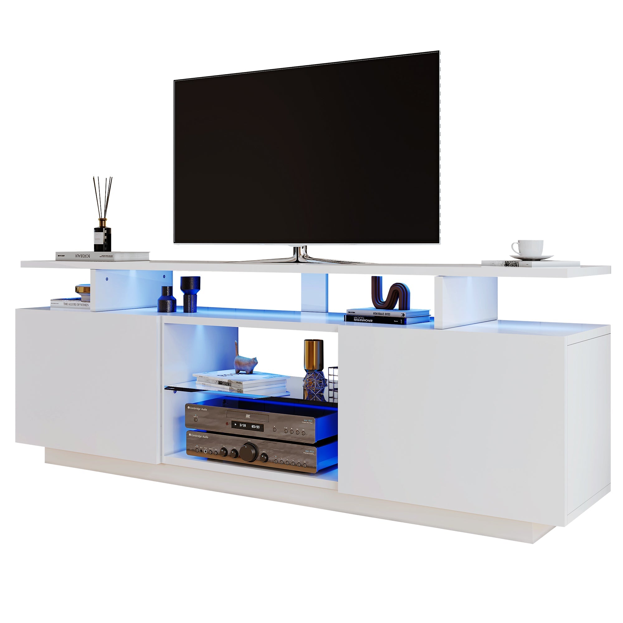 Logidon Wit TV-meubel met 16 kleuren LED-verlichting 1,40m
