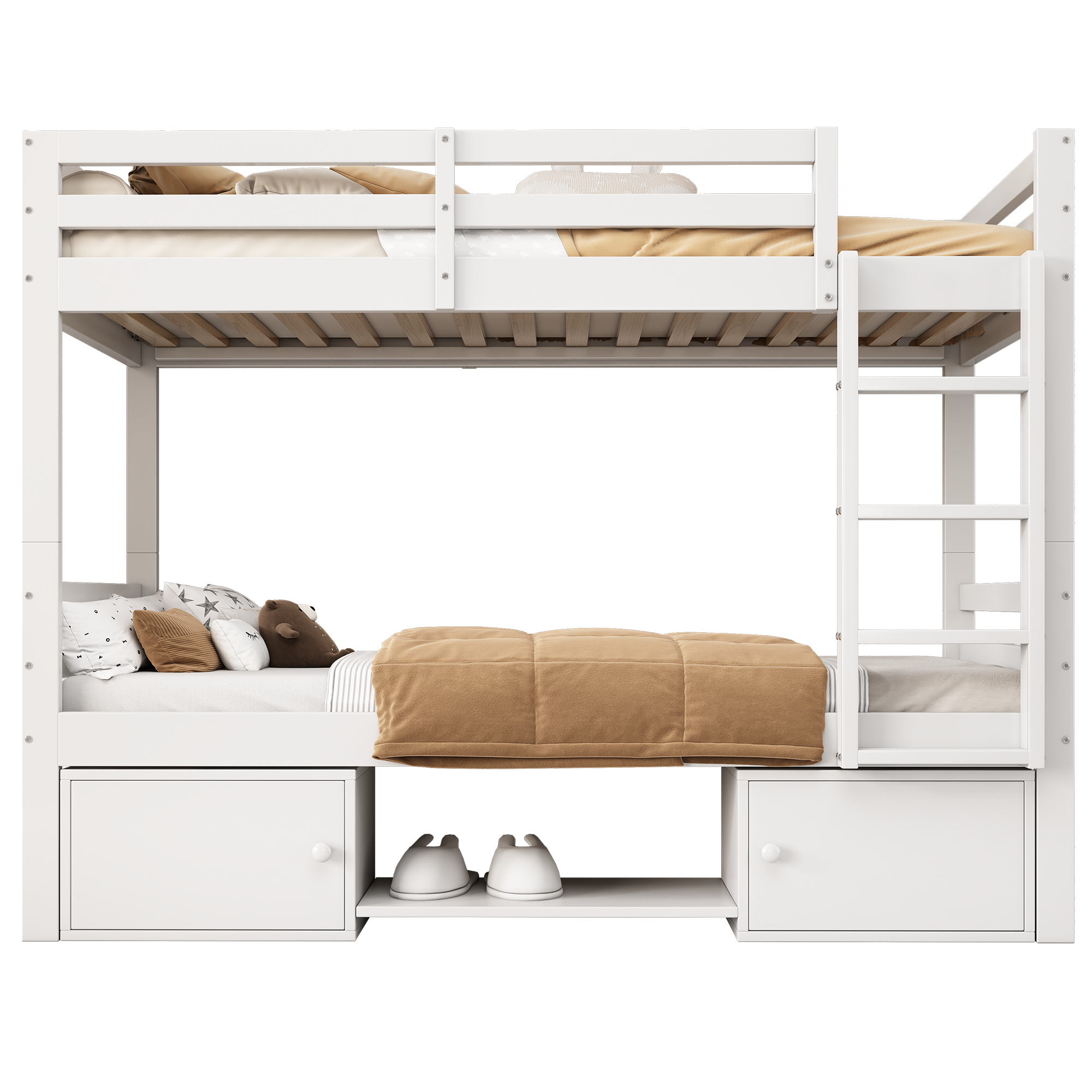 Logidon stapelbed voor kinderen 90x200cm wit. Op te delen in 2 eenpersoonsbedden