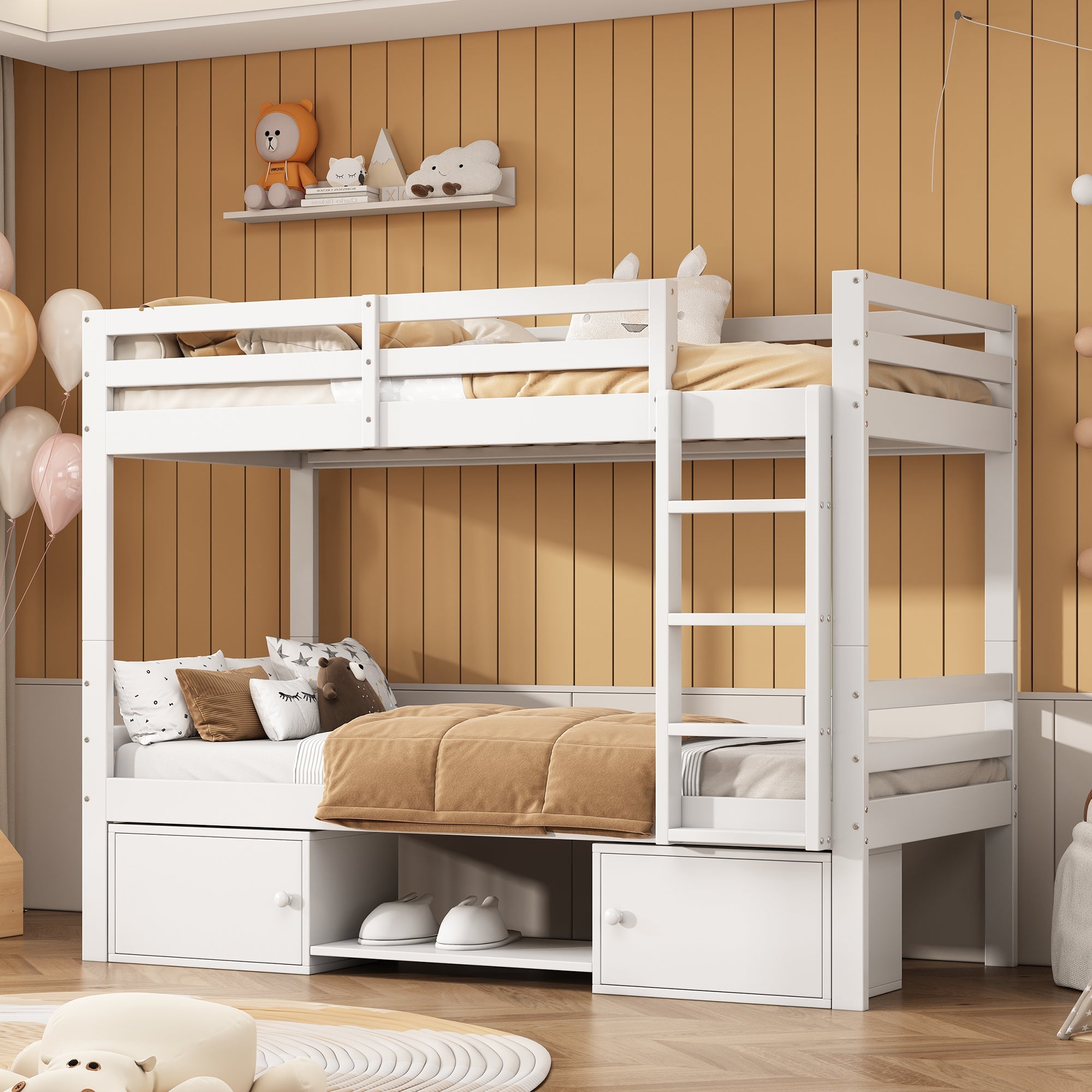Logidon stapelbed voor kinderen 90x200cm wit. Op te delen in 2 eenpersoonsbedden