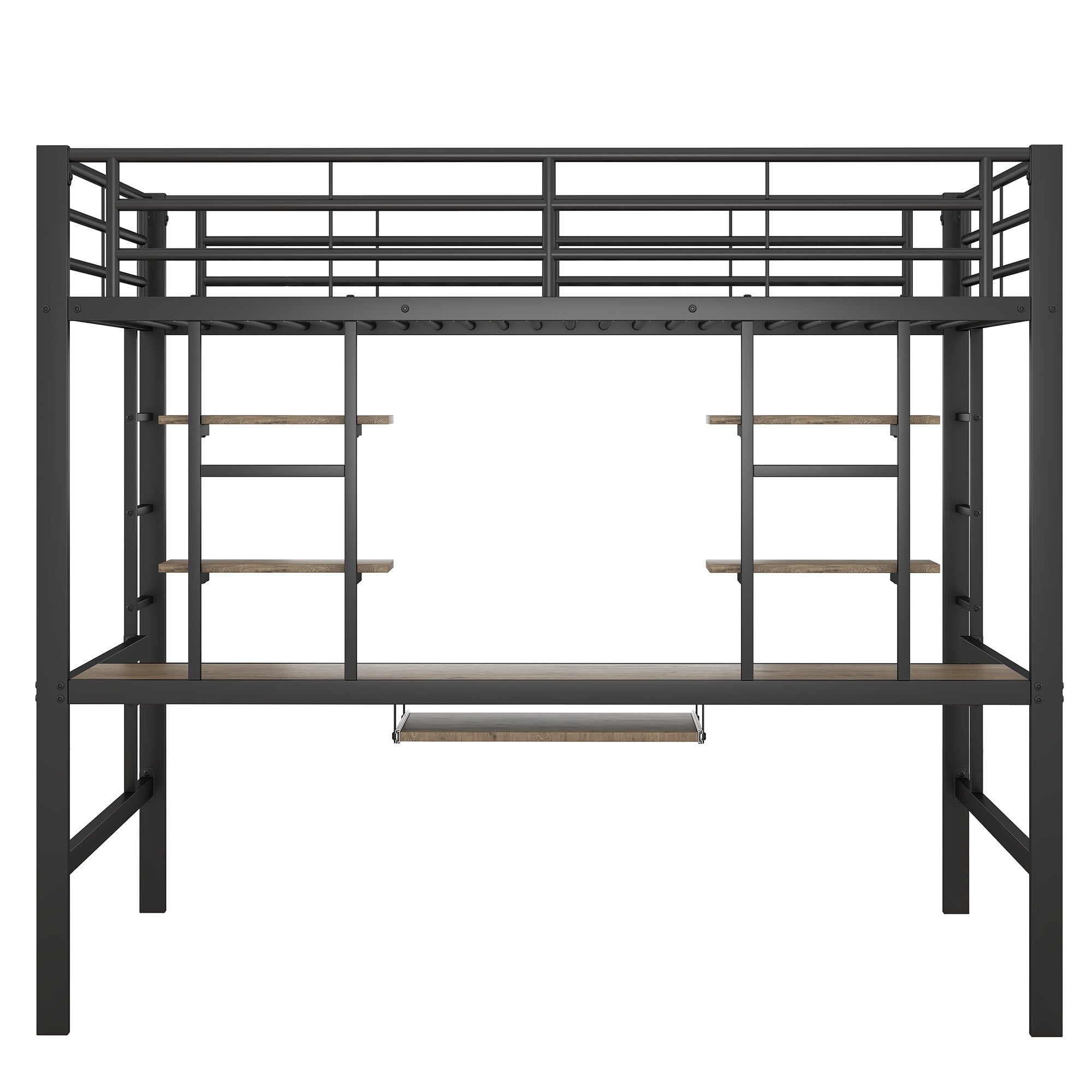 Logidon metalen hoogslaper 140x200cm met bureau en boekenplanken
