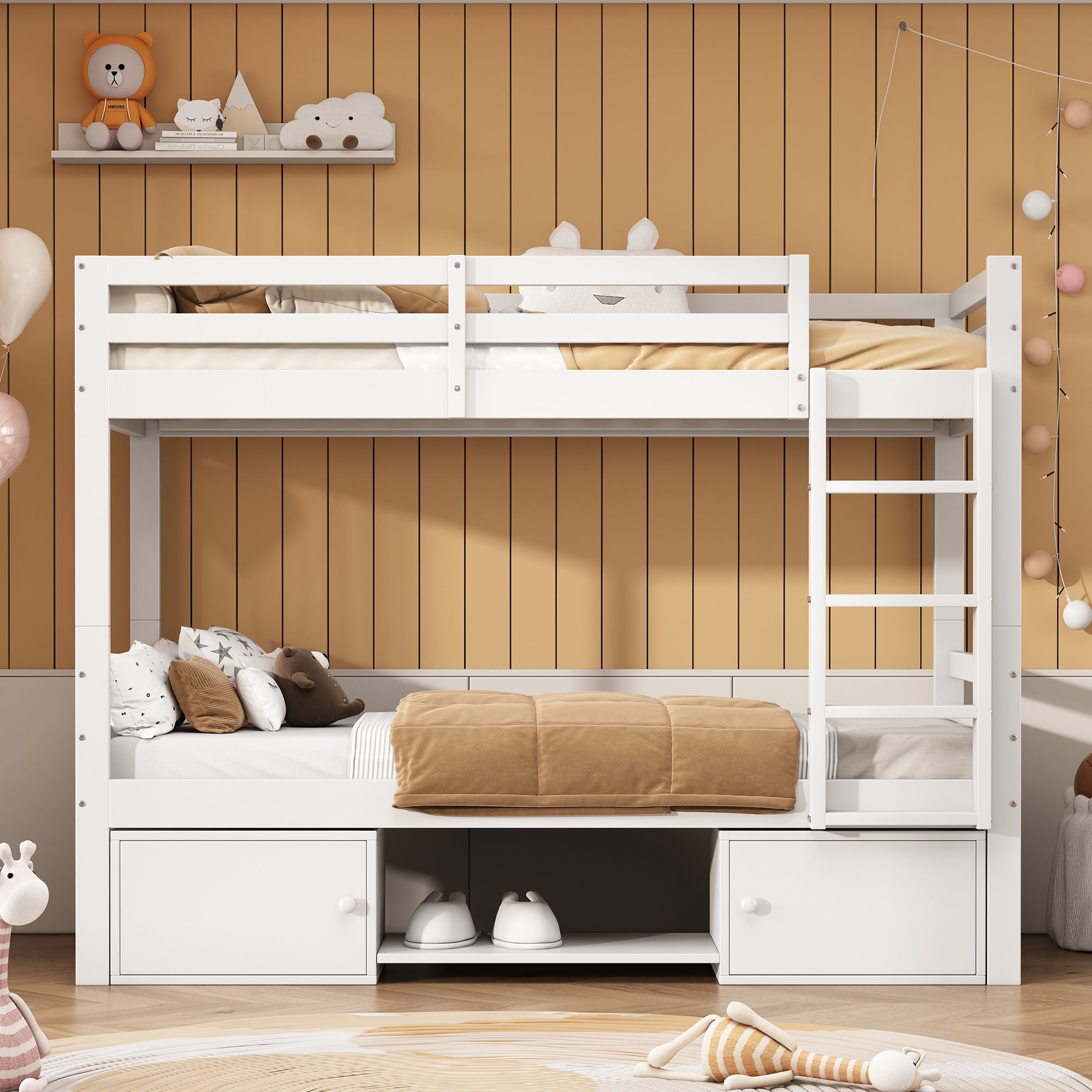 Logidon stapelbed voor kinderen 90x200cm wit. Op te delen in 2 eenpersoonsbedden