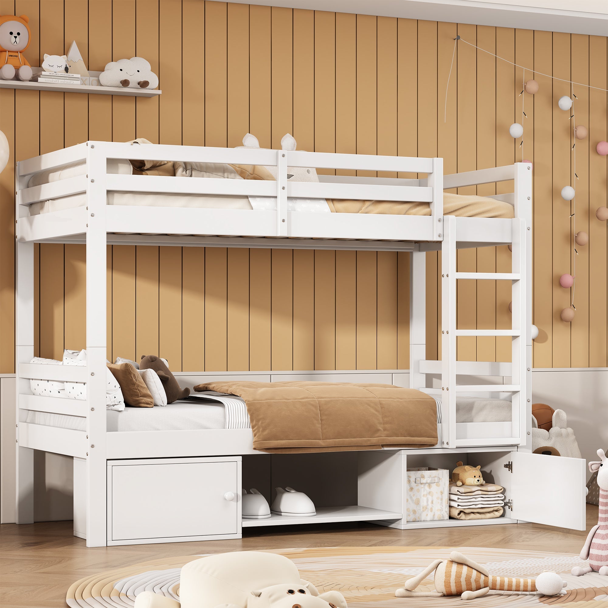 Logidon stapelbed voor kinderen 90x200cm wit. Op te delen in 2 eenpersoonsbedden