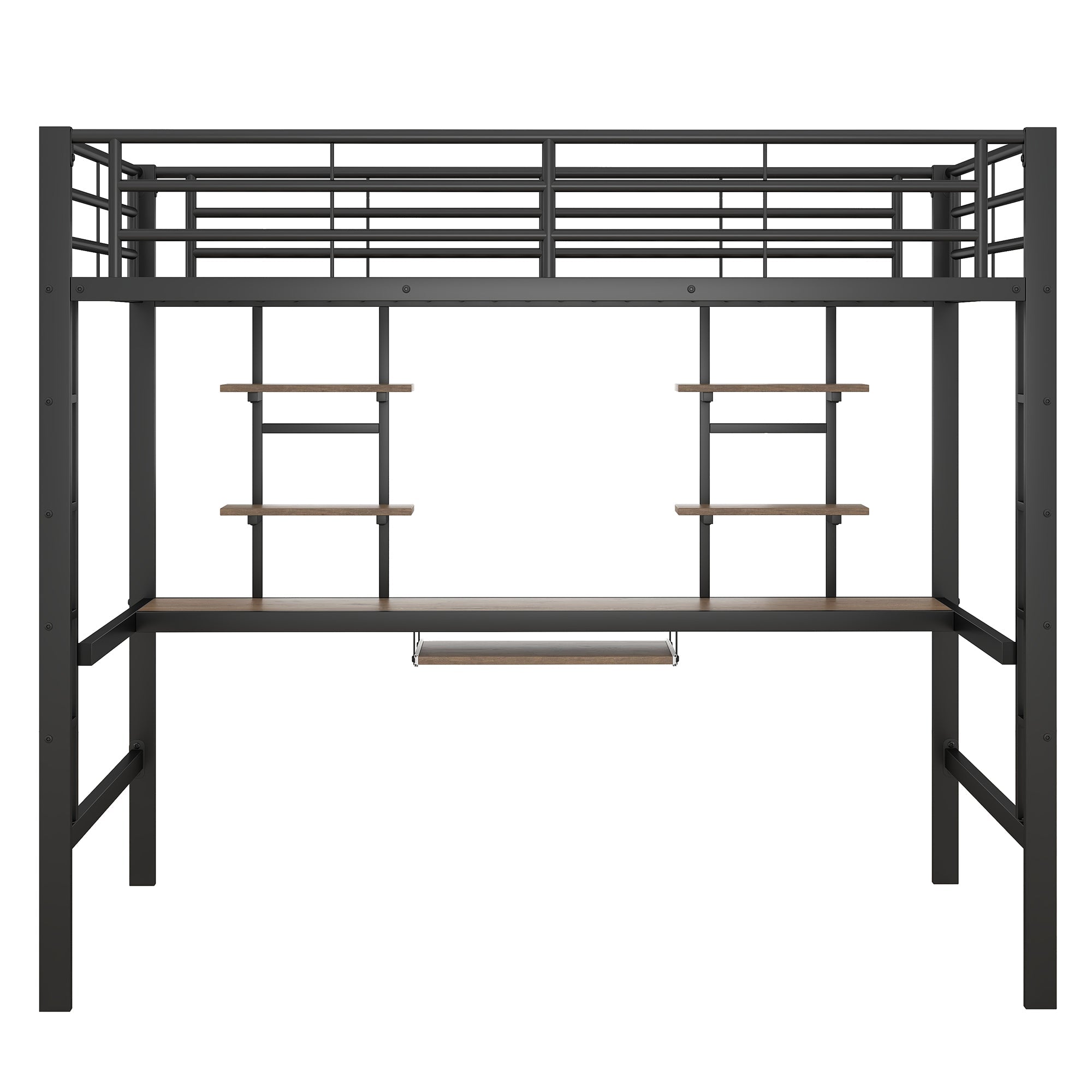 Logidon metalen hoogslaper 140x200cm met bureau en boekenplanken