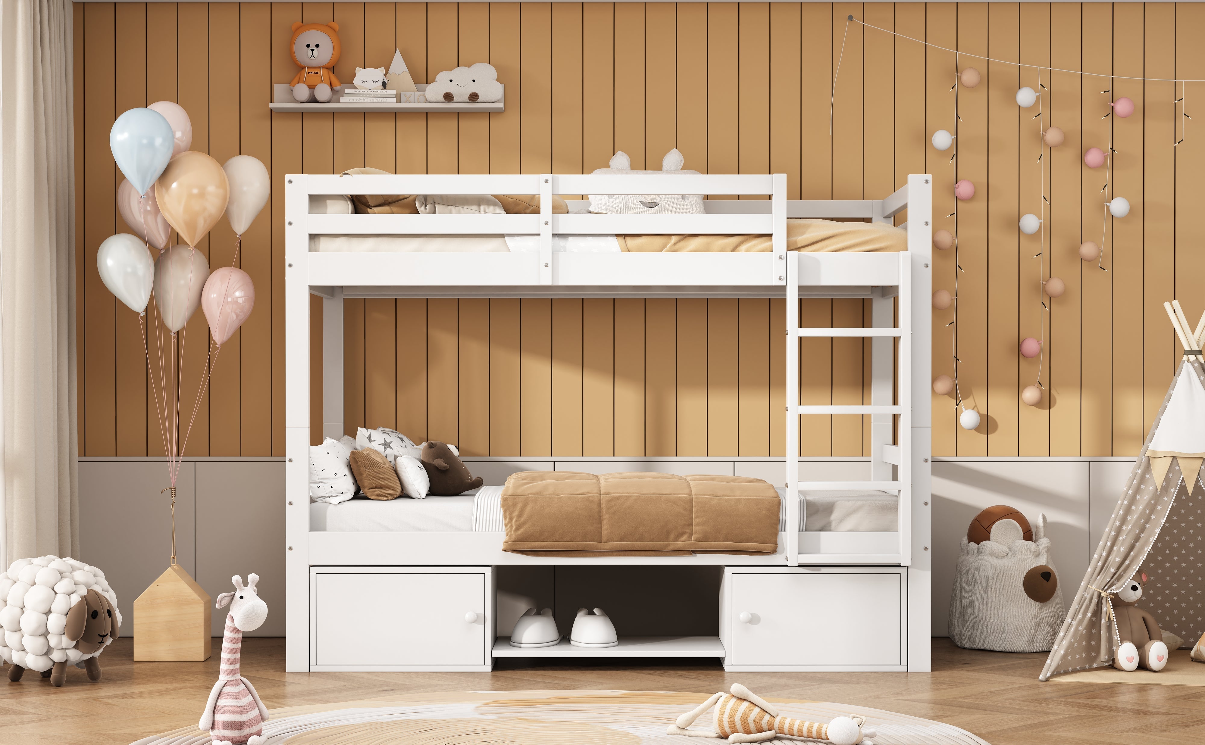 Logidon stapelbed voor kinderen 90x200cm wit. Op te delen in 2 eenpersoonsbedden