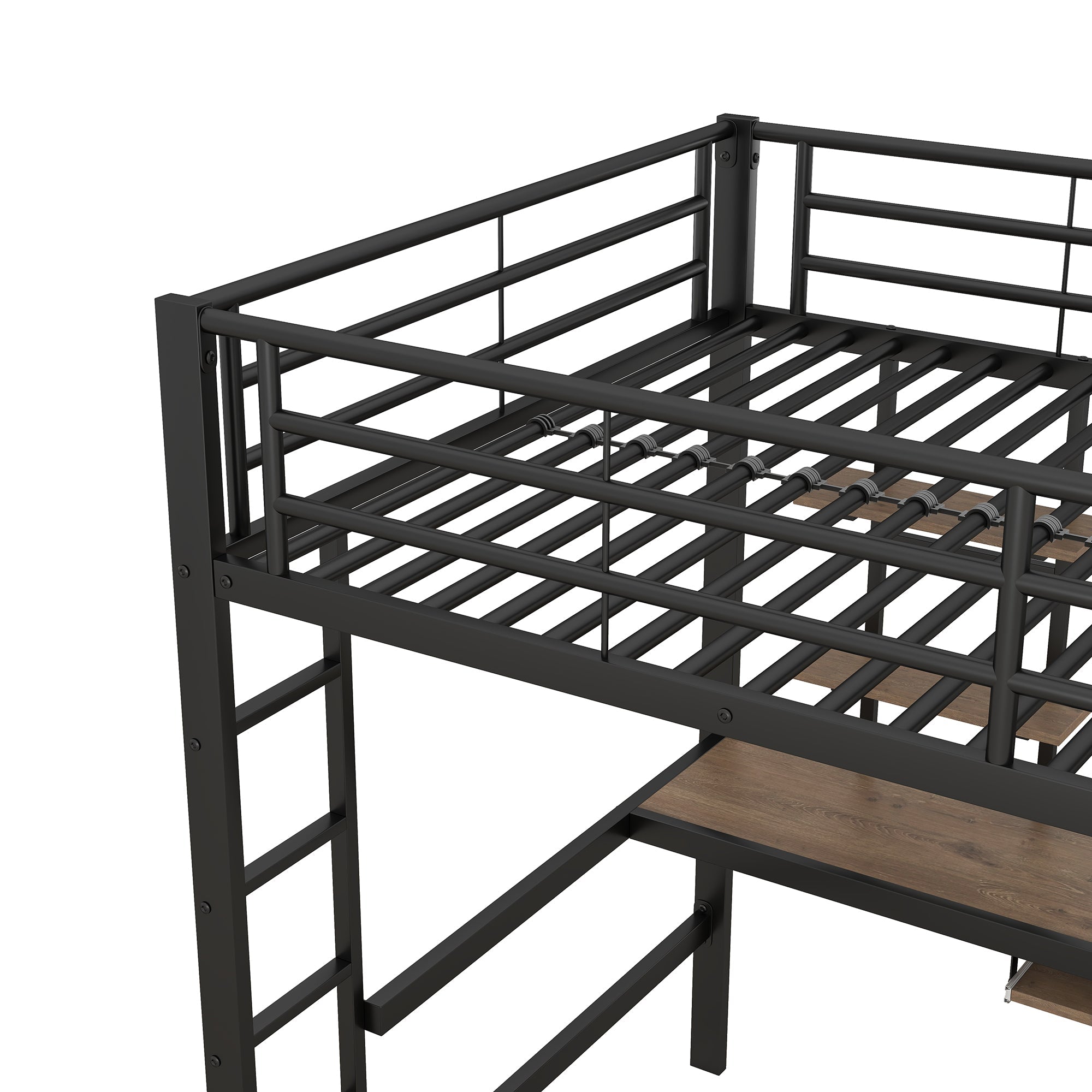 Logidon metalen hoogslaper 140x200cm met bureau en boekenplanken