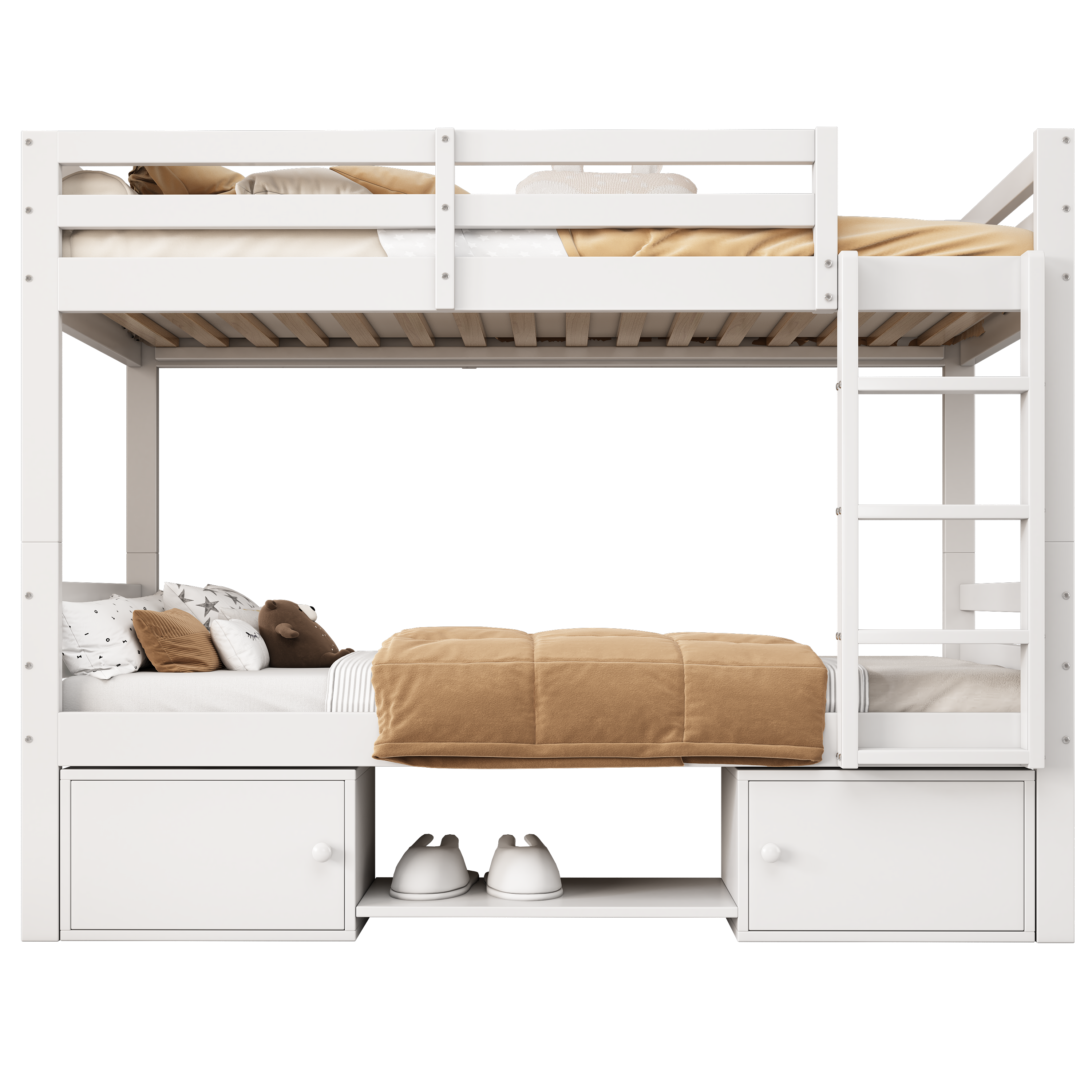 Logidon stapelbed voor kinderen 90x200cm wit. Op te delen in 2 eenpersoonsbedden