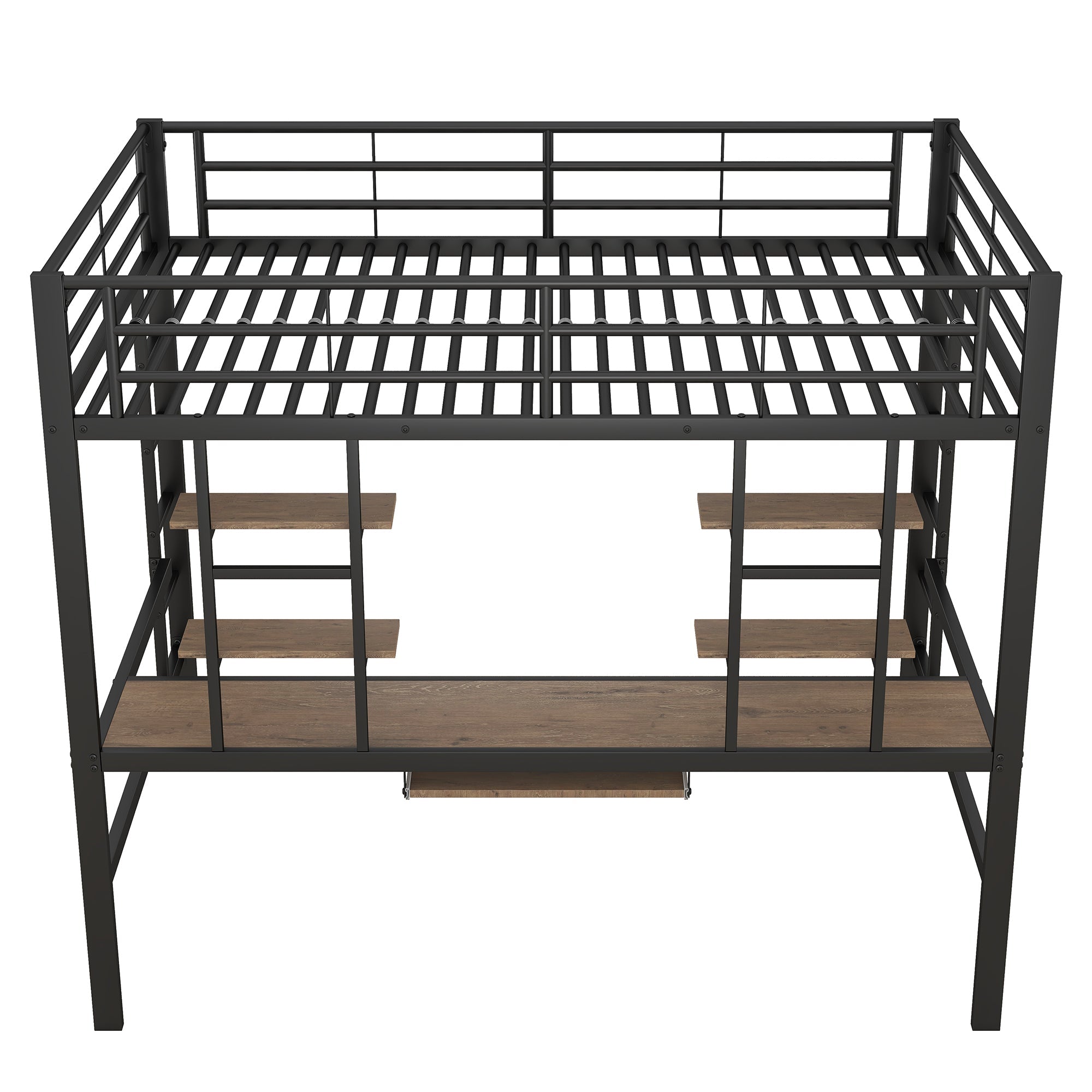 Logidon metalen hoogslaper 140x200cm met bureau en boekenplanken