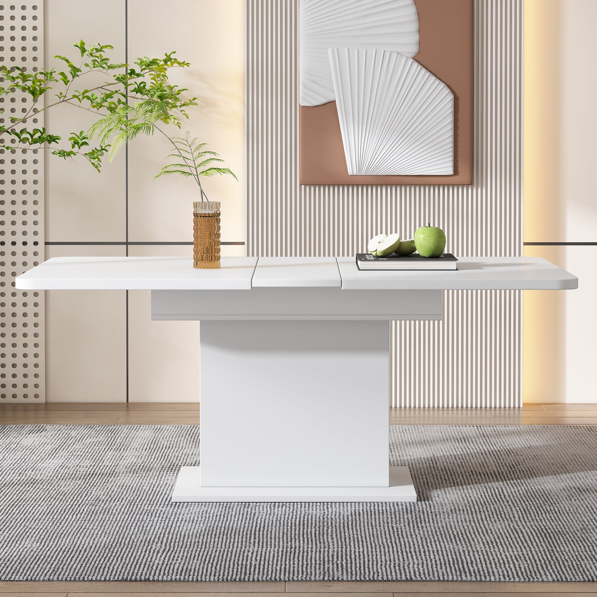 Logidon Dining Room Set Extendable Table and 4 Chairs White 130 Cm