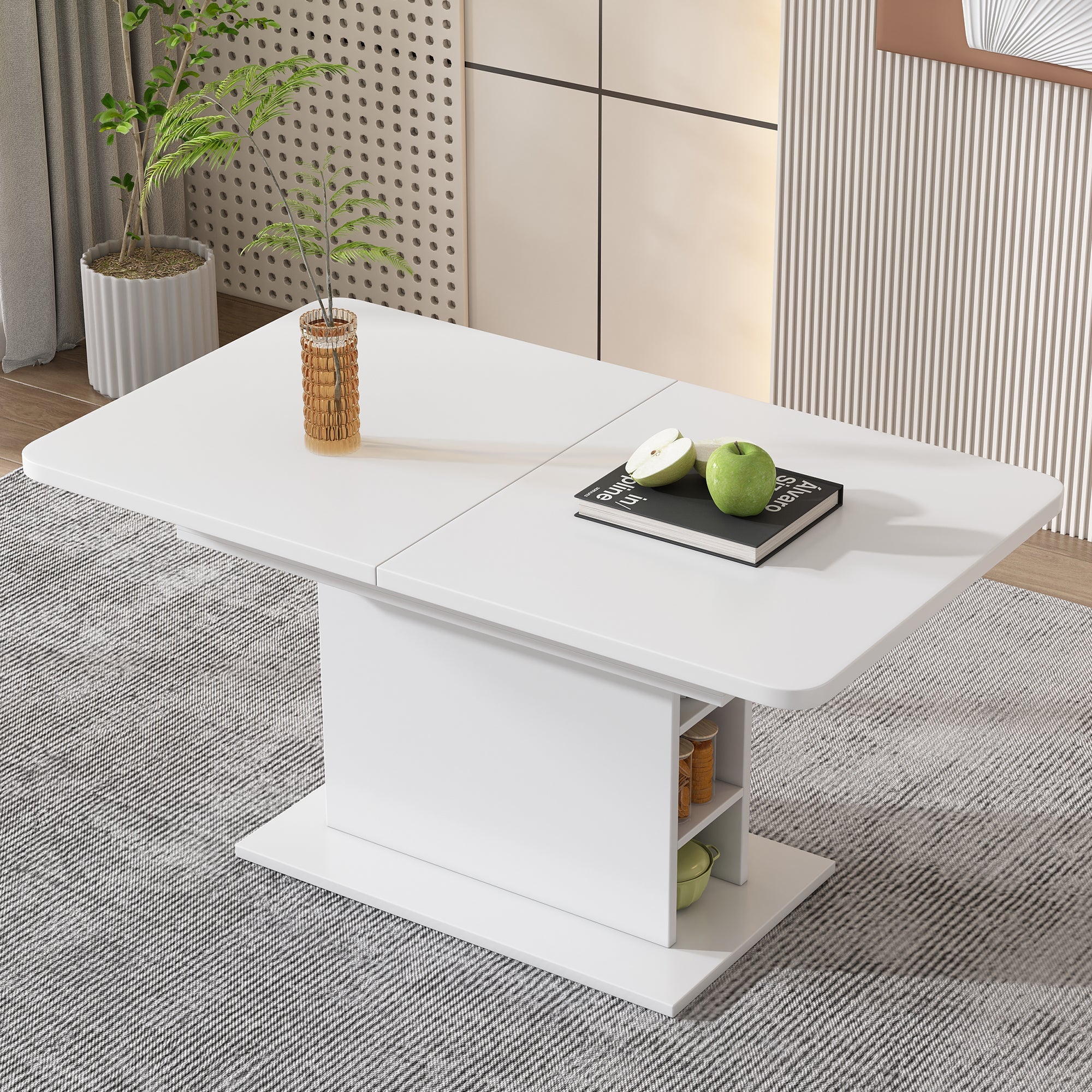 Logidon Dining Room Set Extendable Table and 4 Chairs White 130 Cm