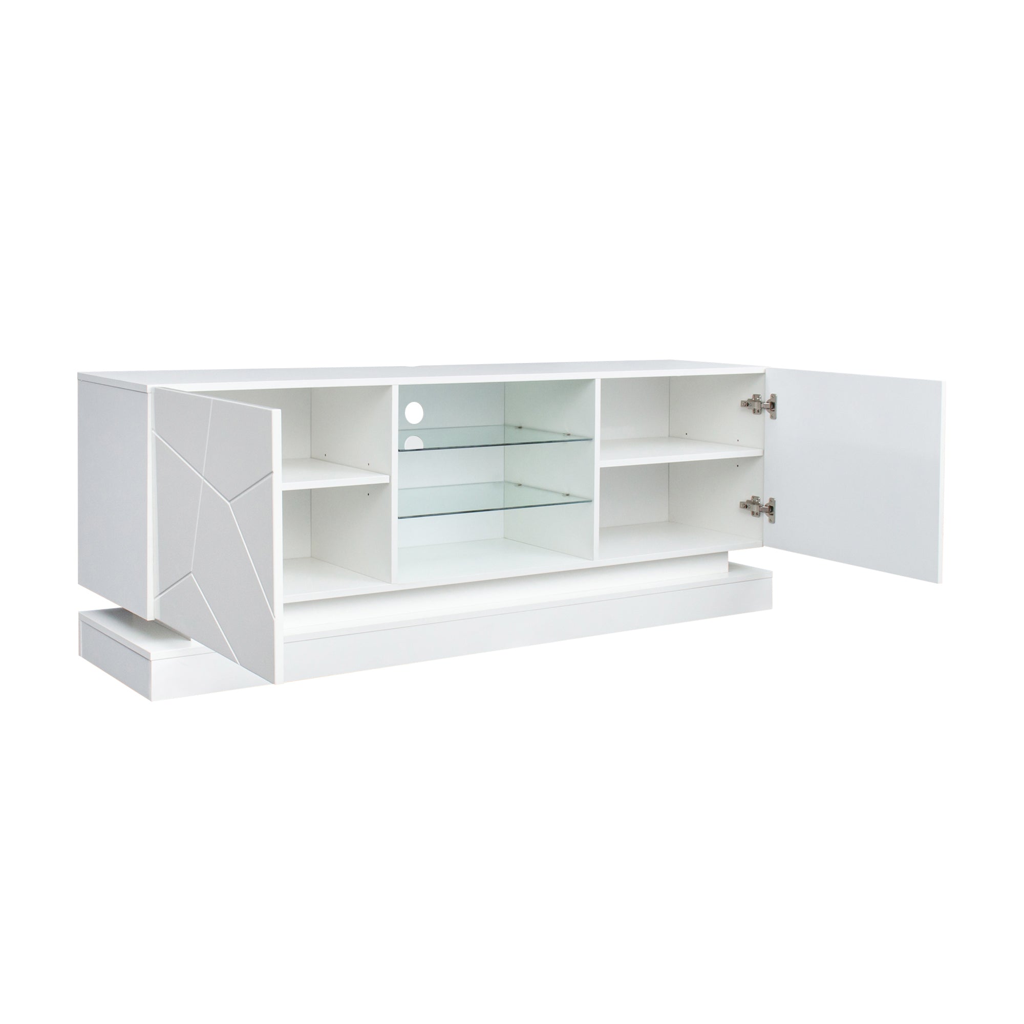 Logidon Wit Hoogglans TV-meubel 1,6m met verstelbare glazen plank