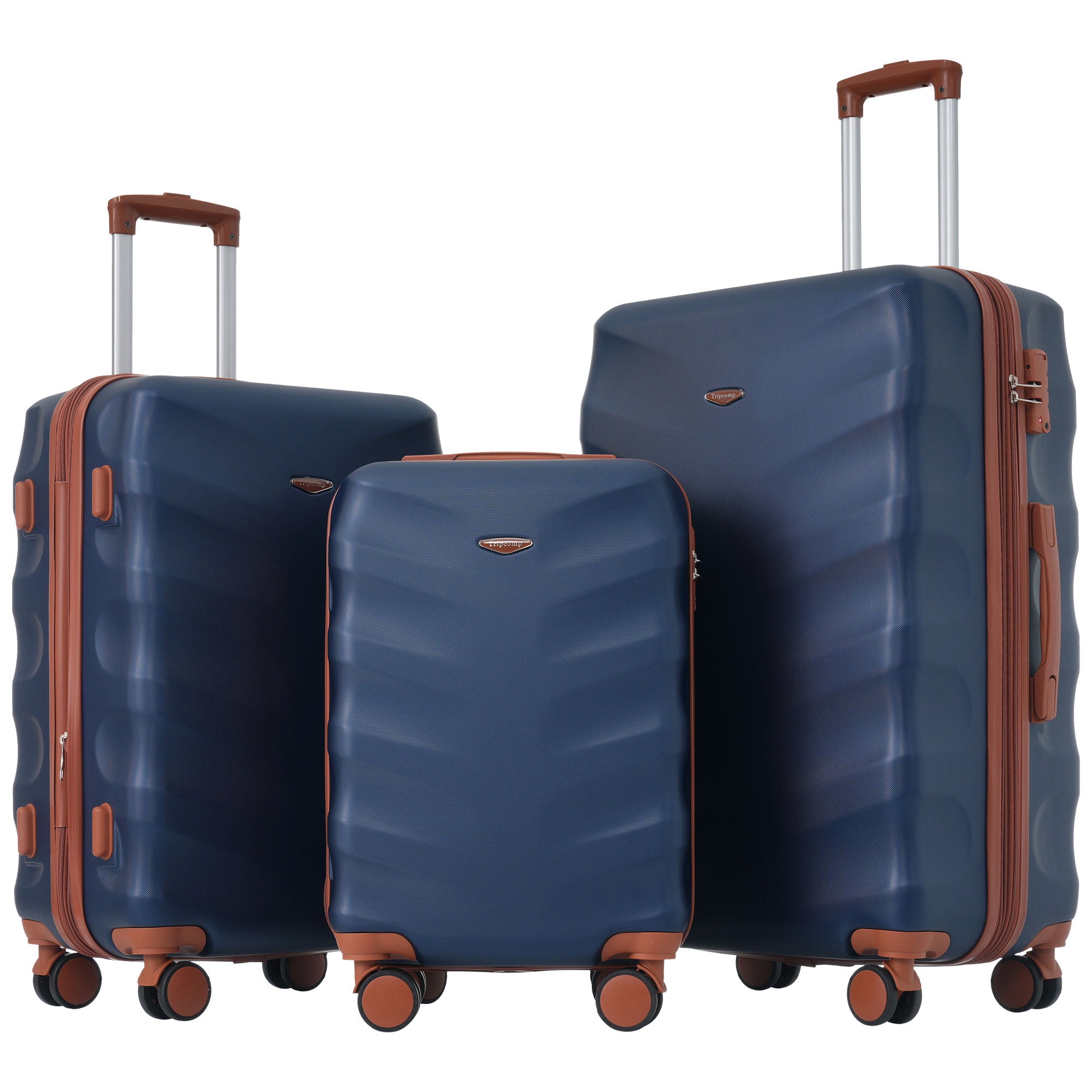 Logidon kofferset M-L-XL harde schaal koningsblauw bruin TSA 4 wielen