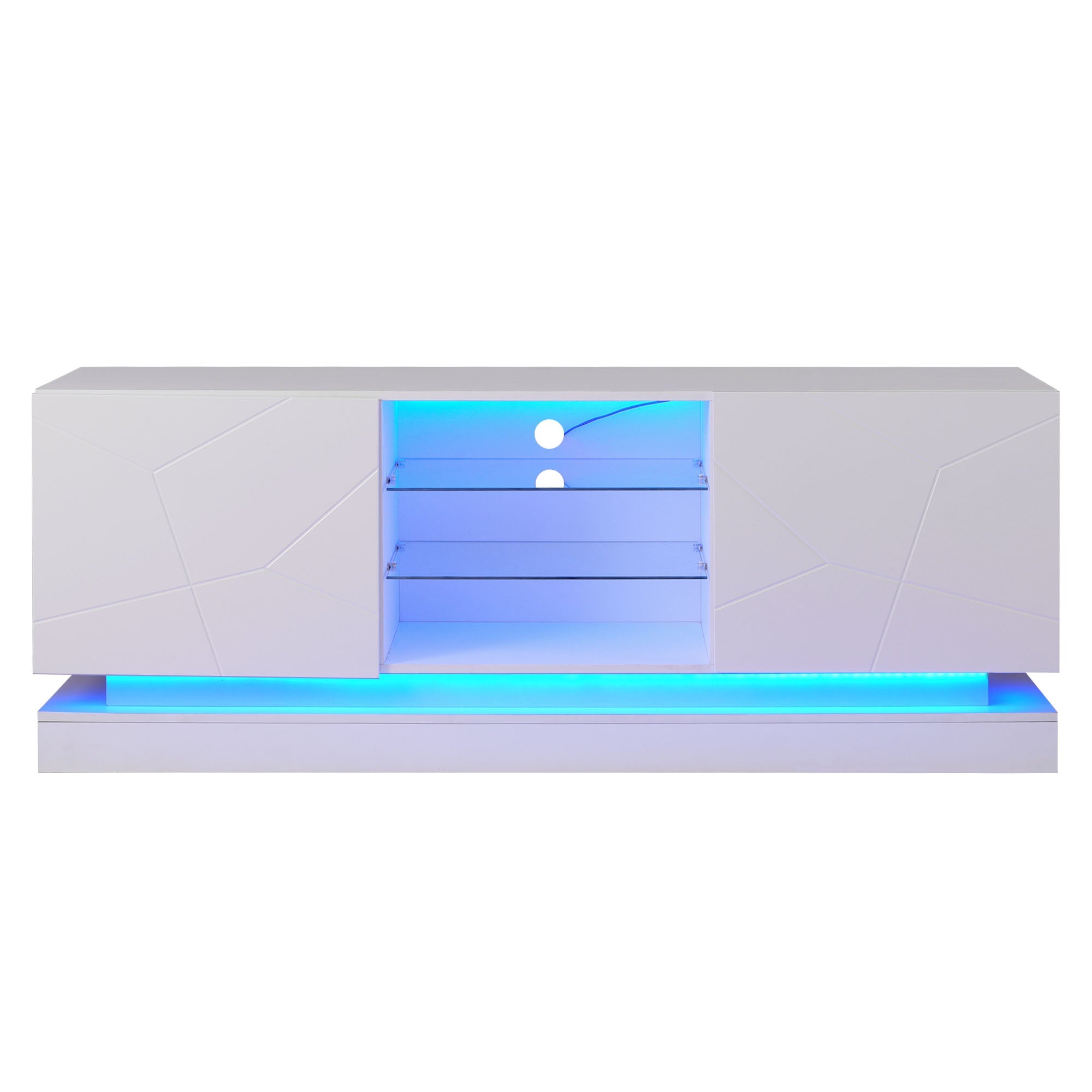 Logidon Wit Hoogglans TV-meubel 1,6m met verstelbare glazen plank