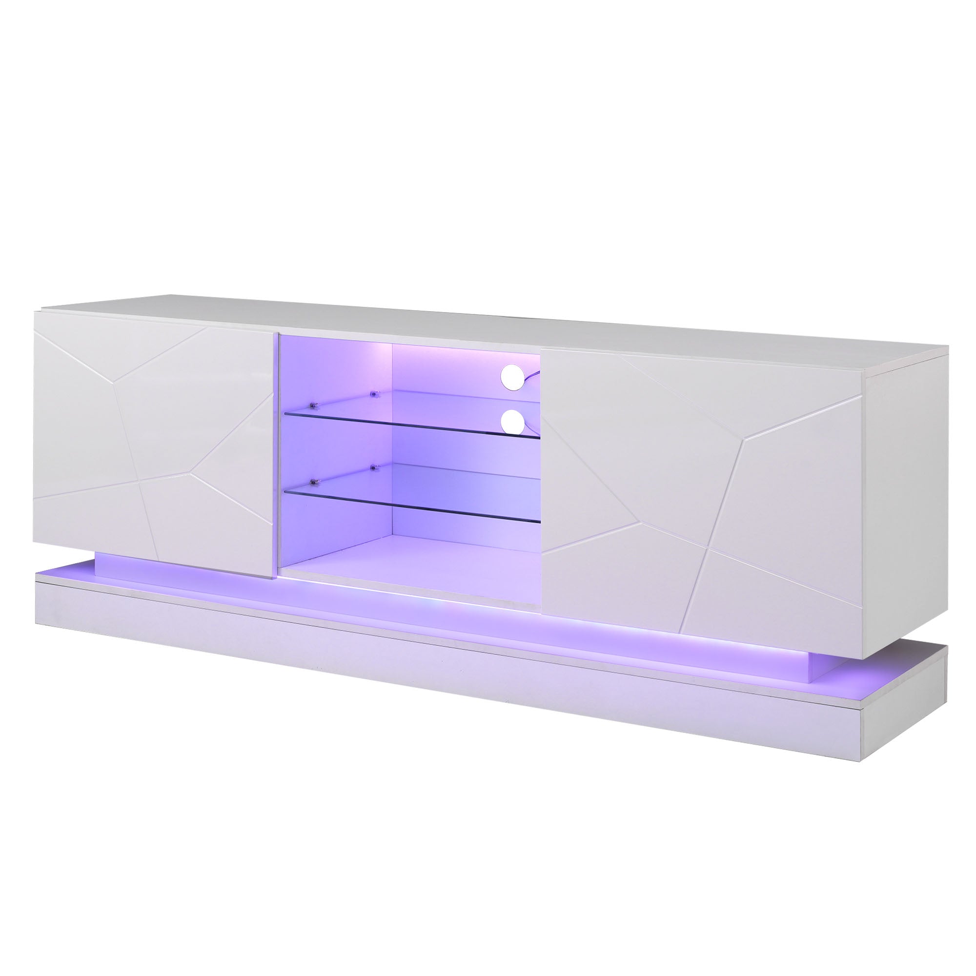 Logidon Wit Hoogglans TV-meubel 1,6m met verstelbare glazen plank