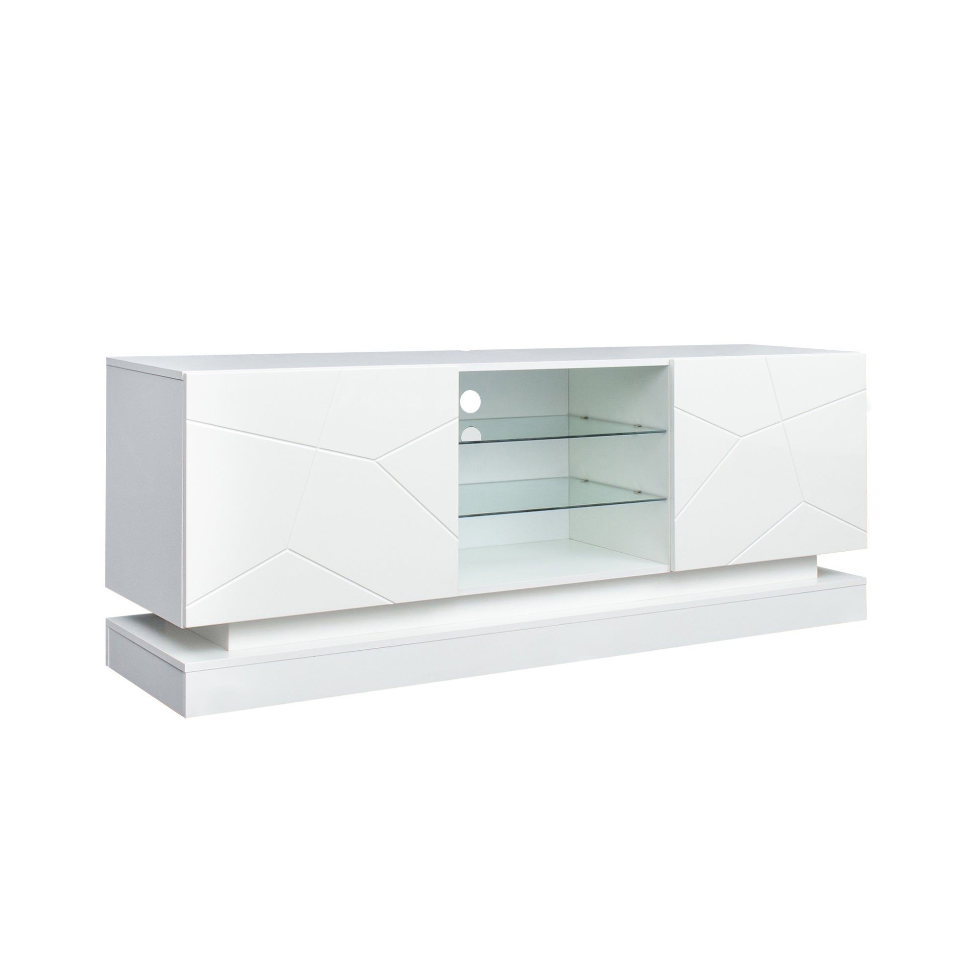 Logidon Wit Hoogglans TV-meubel 1,6m met verstelbare glazen plank