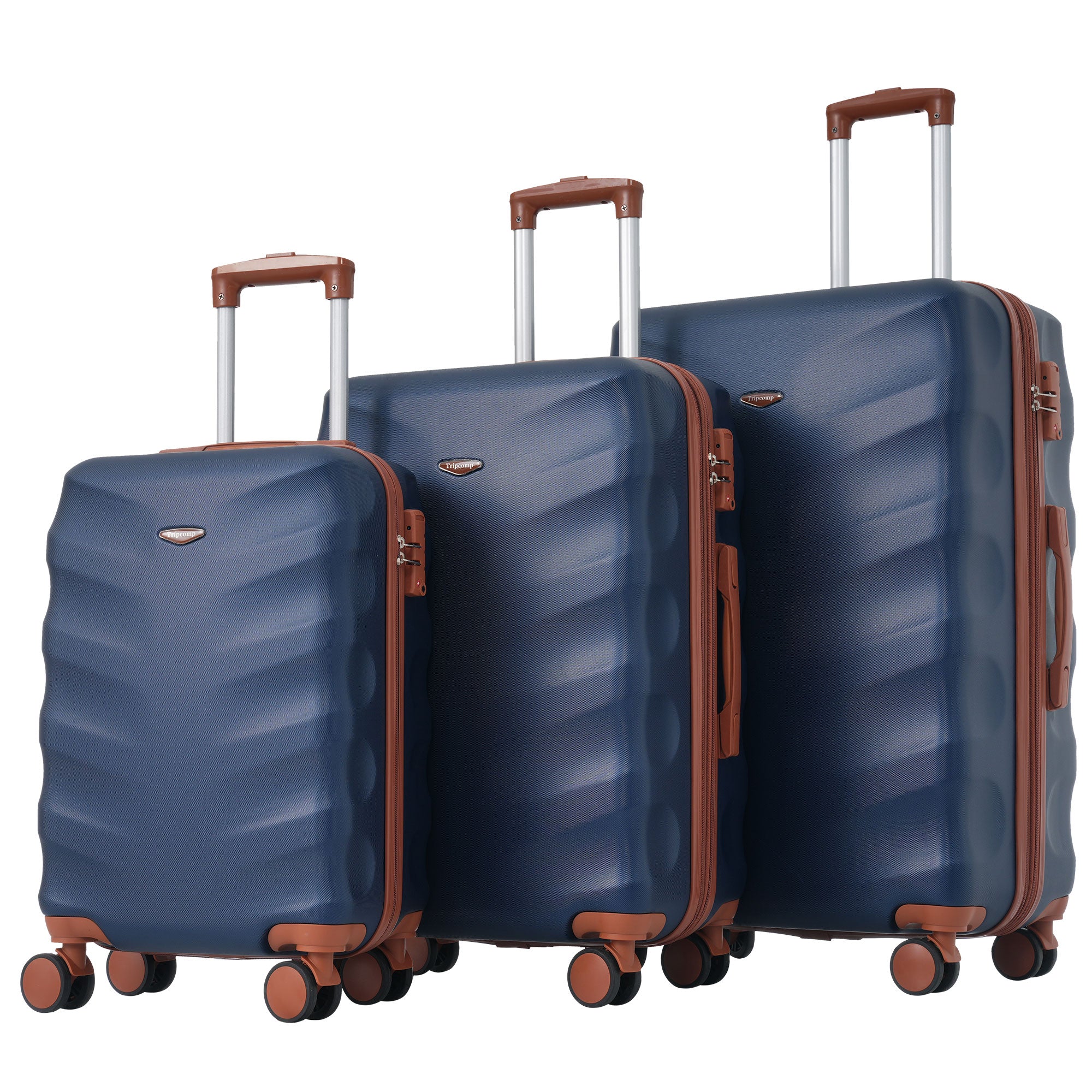 Logidon kofferset M-L-XL harde schaal koningsblauw bruin TSA 4 wielen