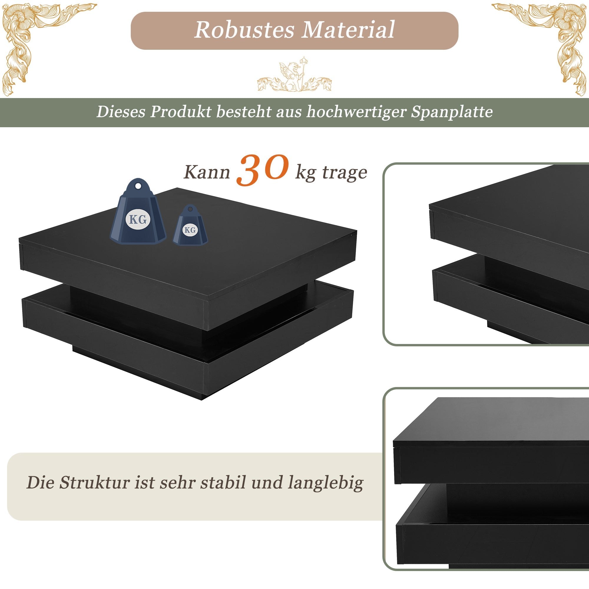 Logidon Vierkante Salontafel Zwart LED 16 Kleuren 70x70x36 cm