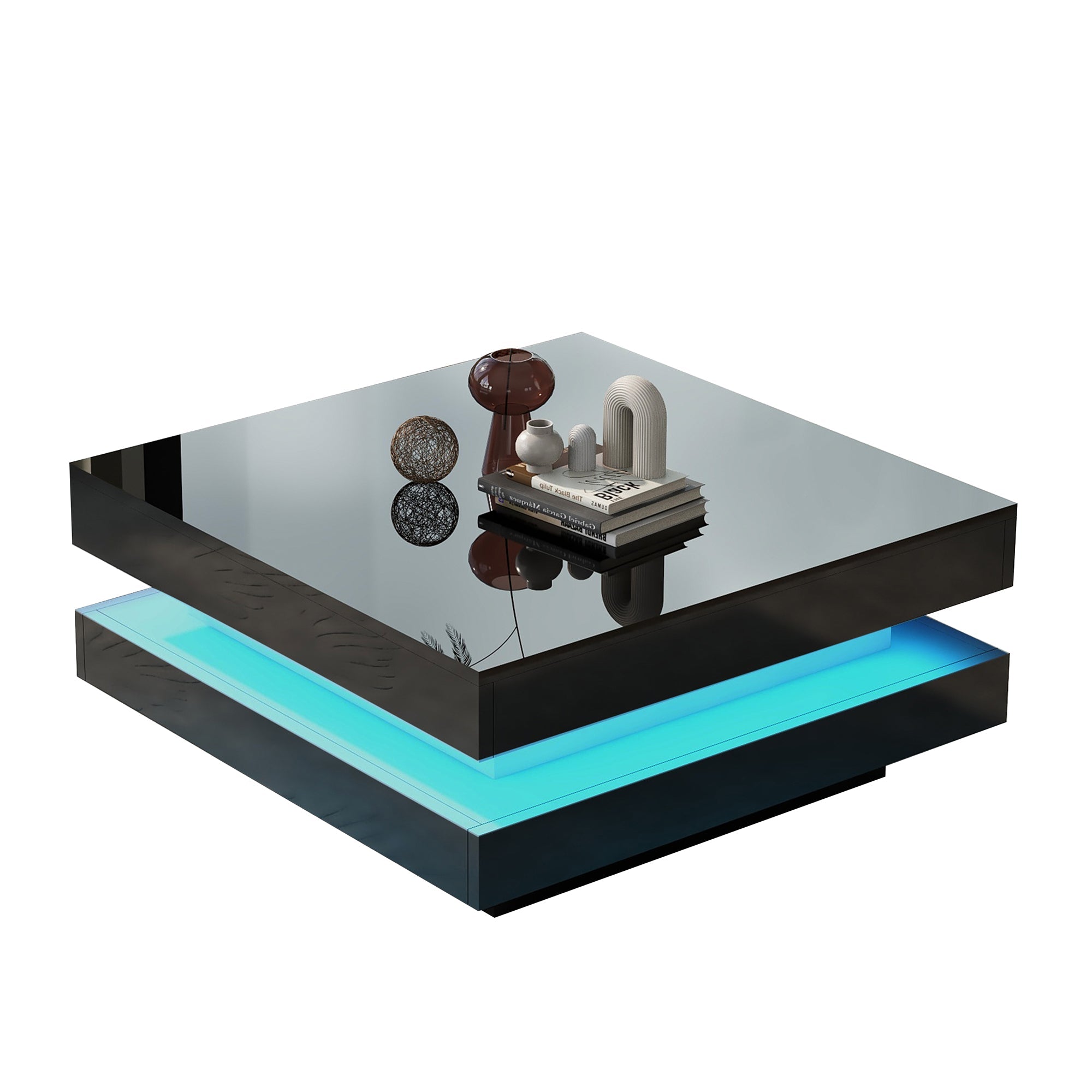 Logidon Vierkante Salontafel Zwart LED 16 Kleuren 70x70x36 cm