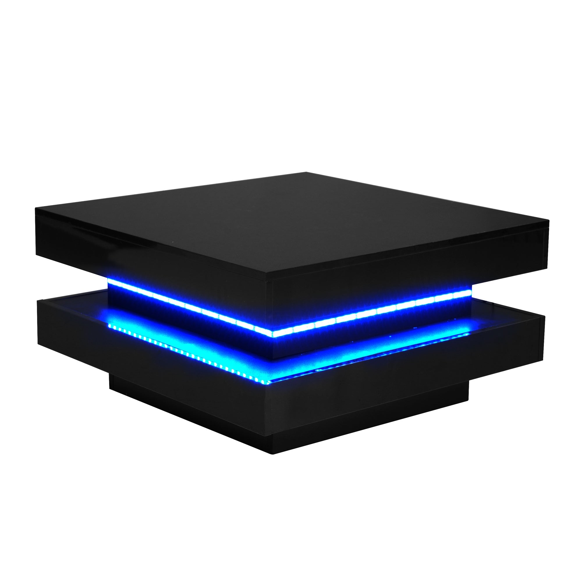 Logidon Vierkante Salontafel Zwart LED 16 Kleuren 70x70x36 cm
