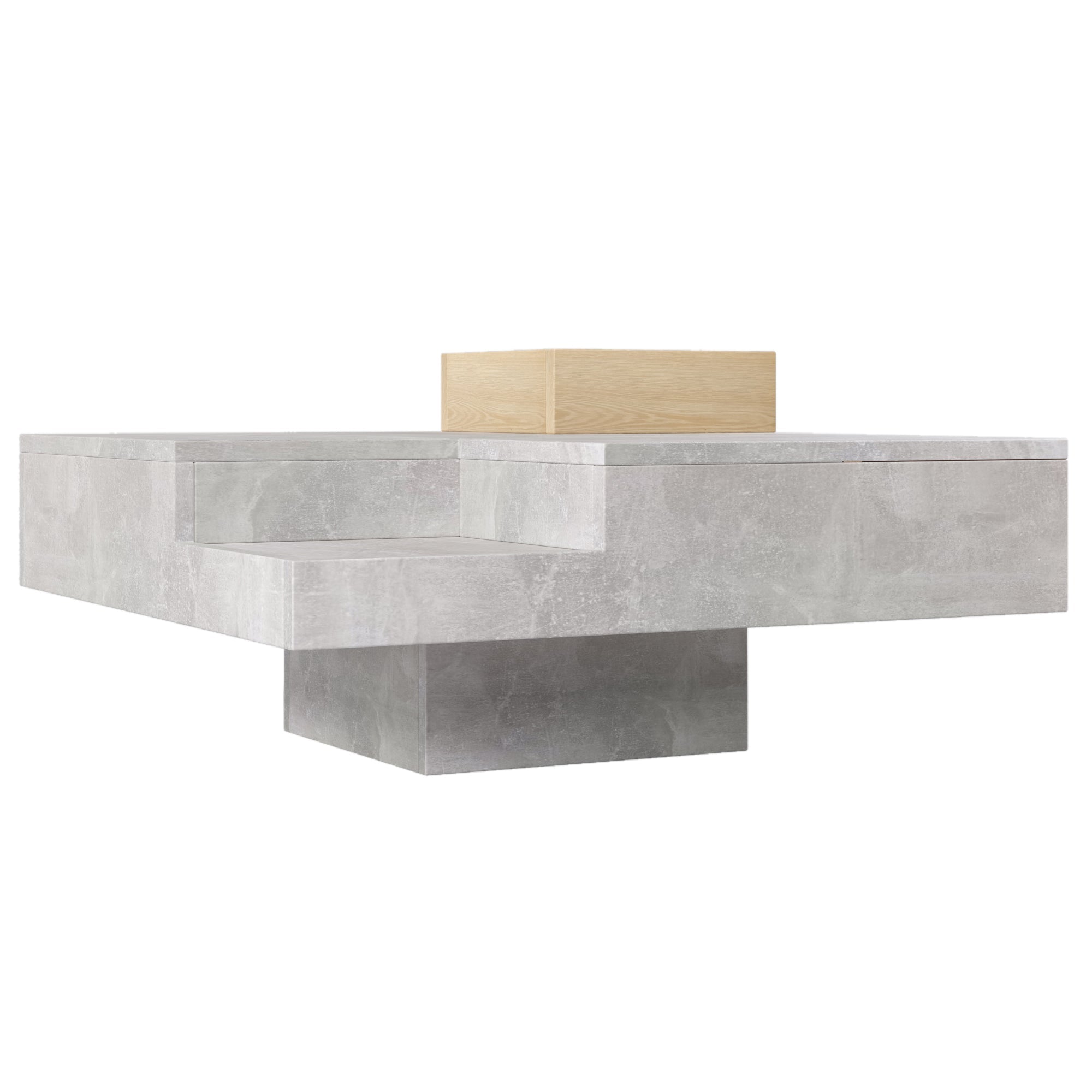 Logidon salontafel betongrijs uitneembare opbergbak 72x72 cm