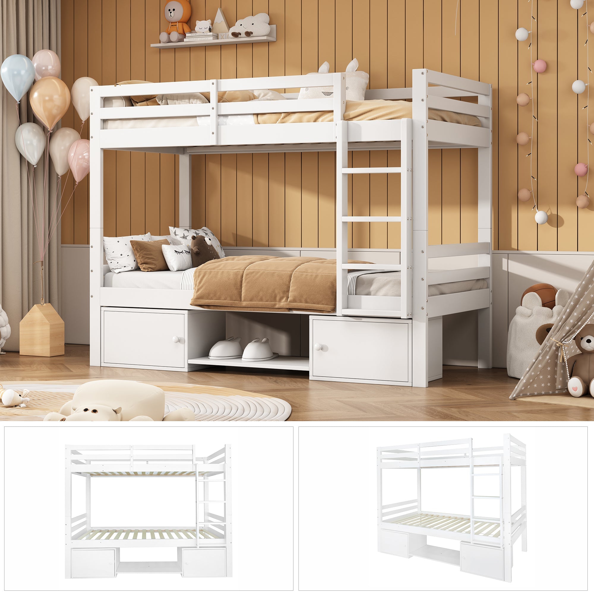 Logidon stapelbed voor kinderen 90x200cm wit. Op te delen in 2 eenpersoonsbedden