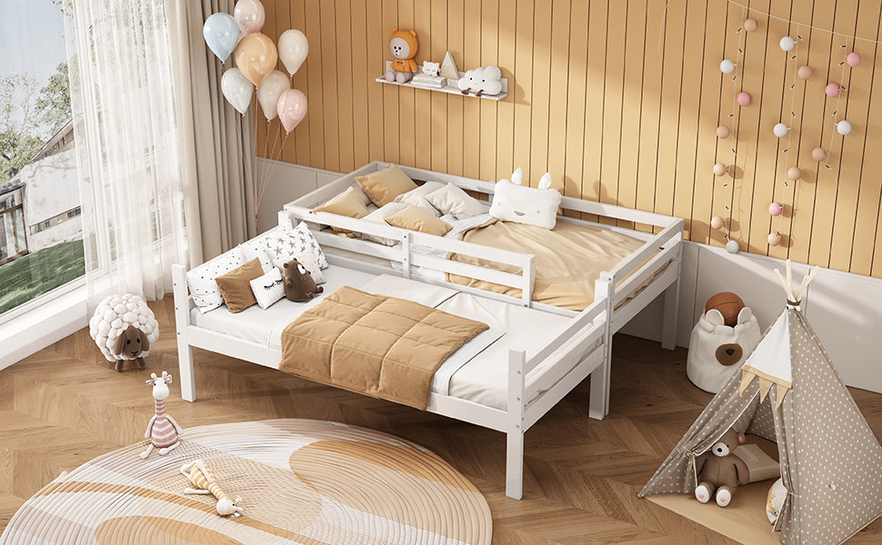 Logidon stapelbed voor kinderen 90x200cm wit. Op te delen in 2 eenpersoonsbedden