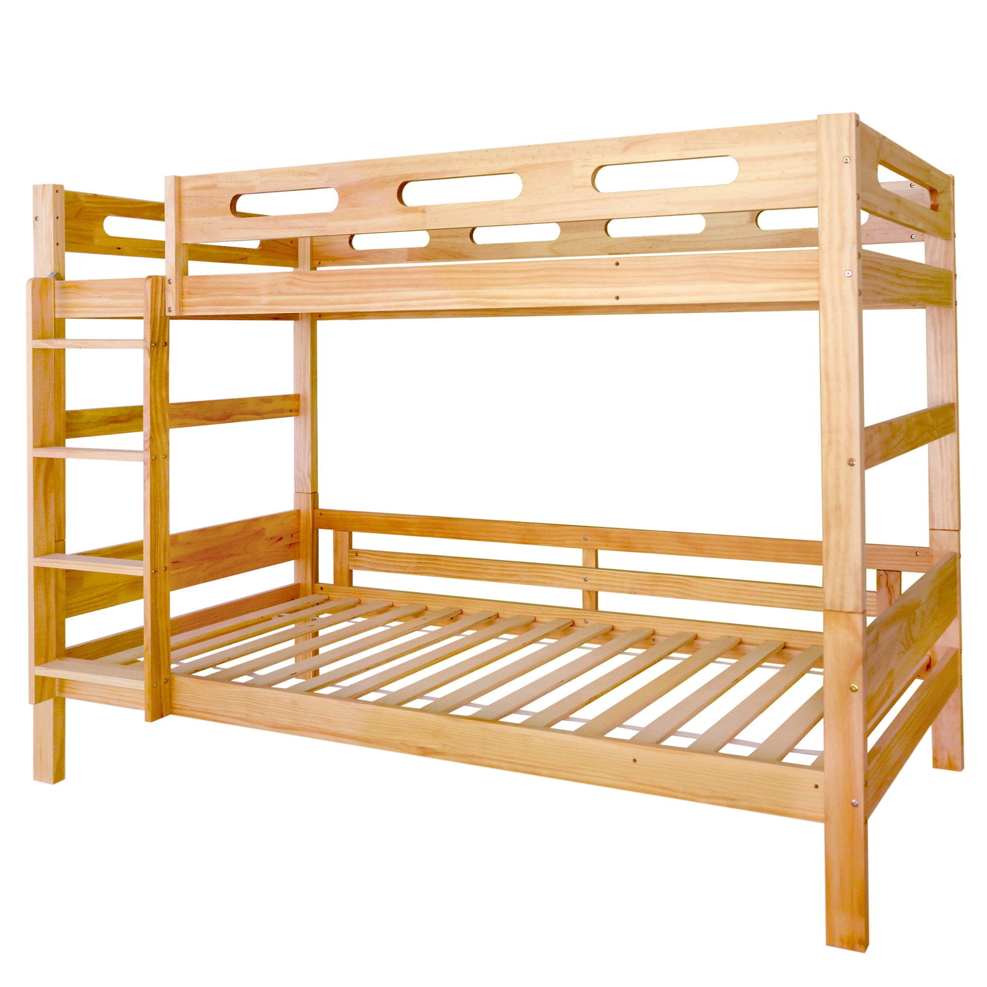 Logidon stapelbed 90x200 naturel hout Twee eenpersoonsbedden