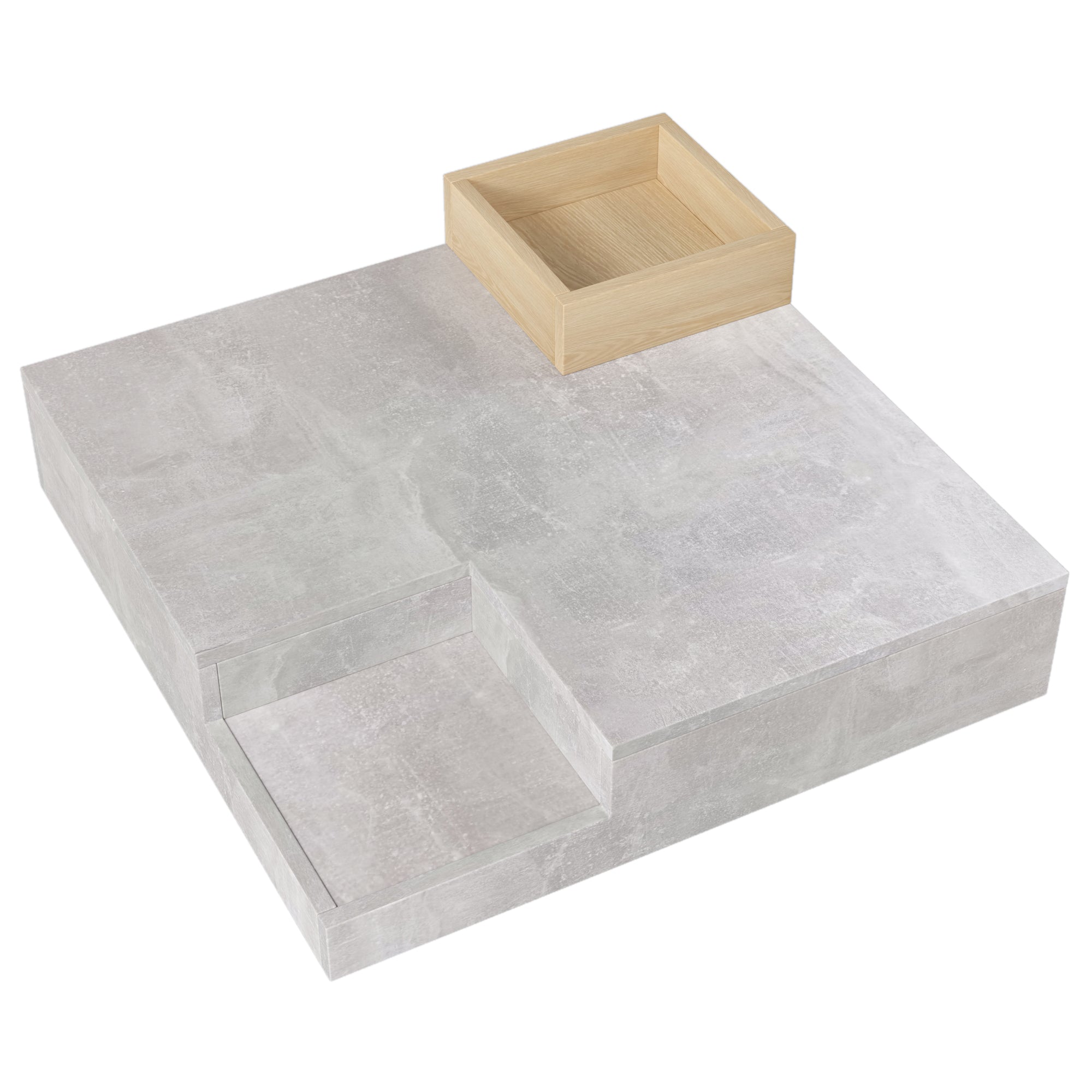 Logidon salontafel betongrijs uitneembare opbergbak 72x72 cm