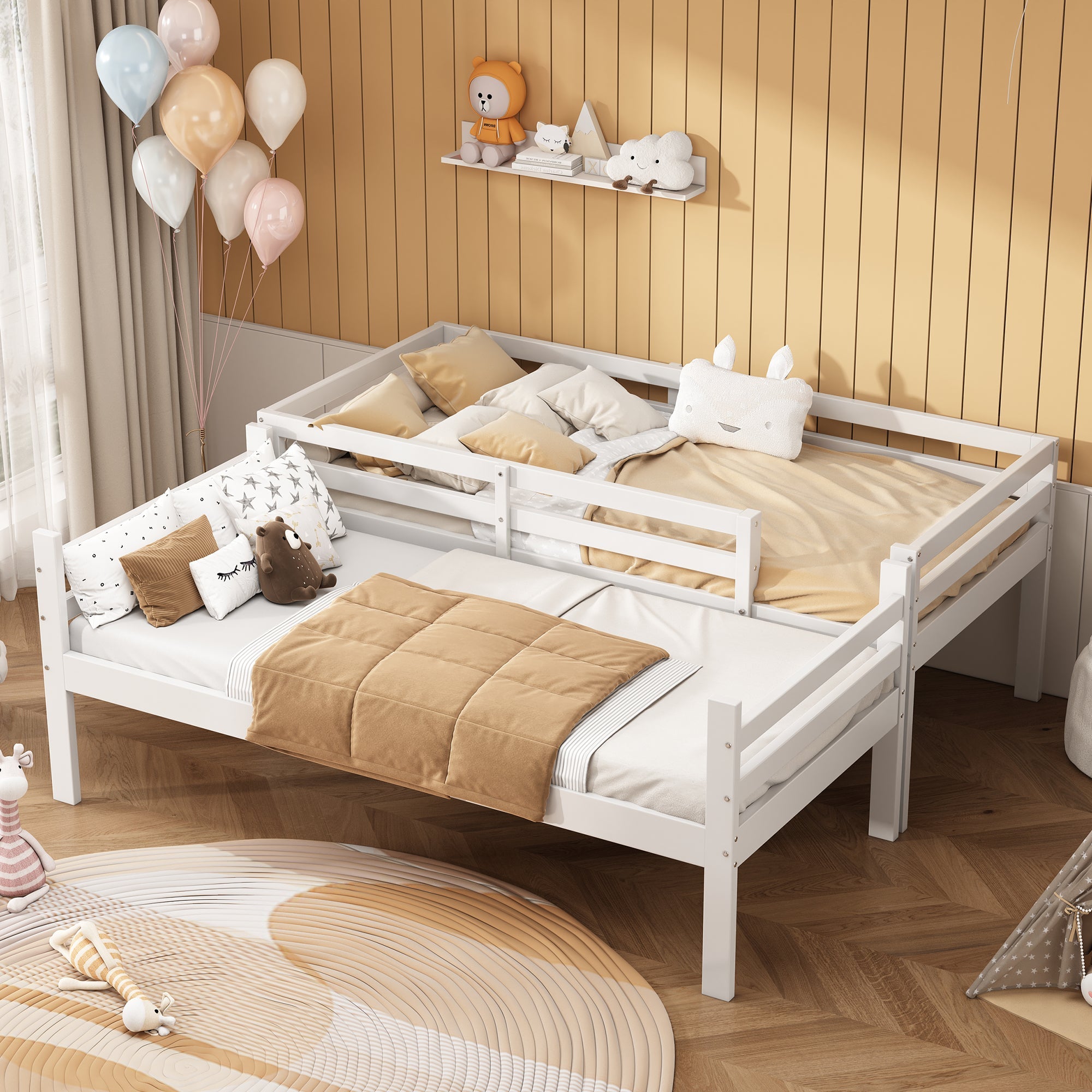 Logidon stapelbed voor kinderen 90x200cm wit. Op te delen in 2 eenpersoonsbedden