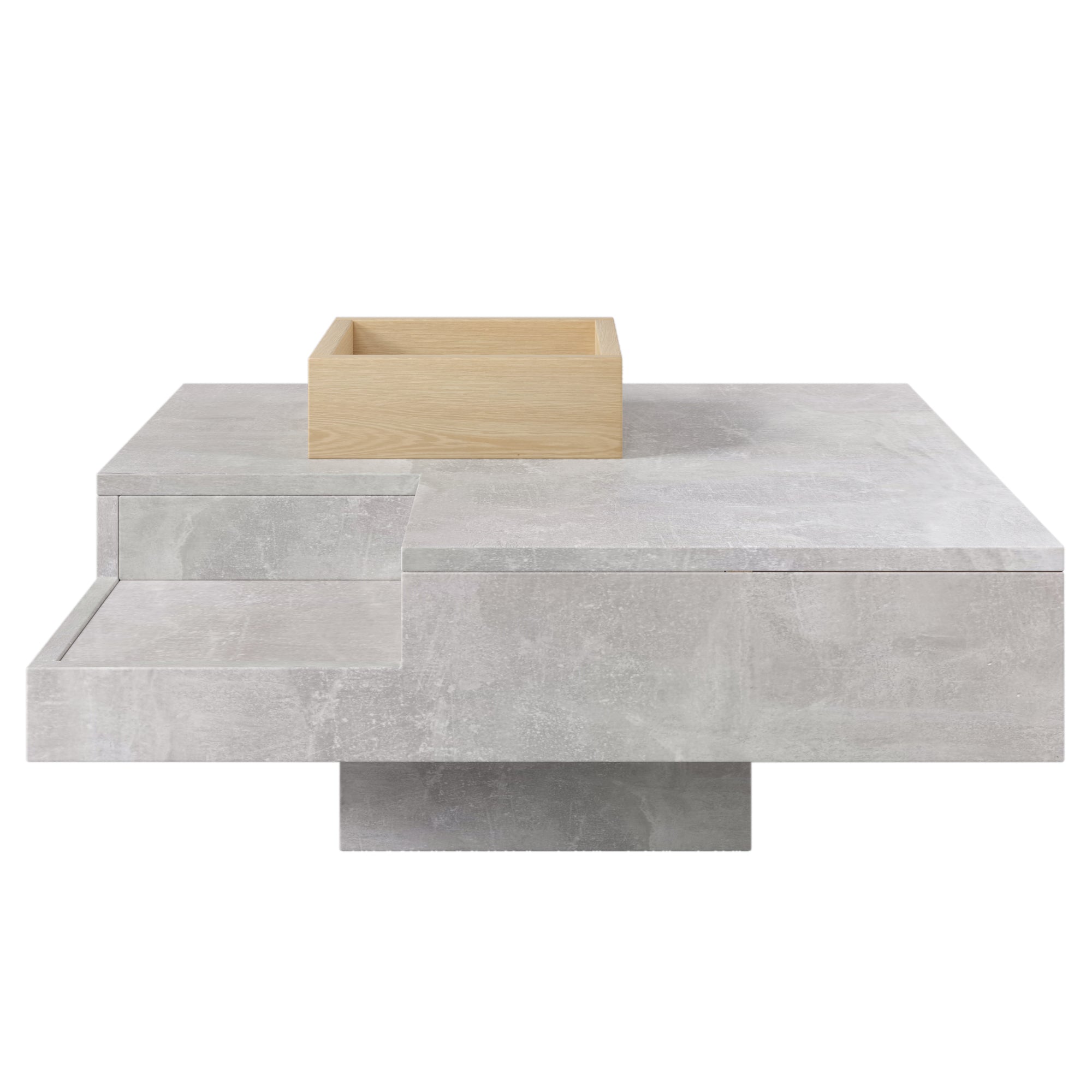 Logidon salontafel betongrijs uitneembare opbergbak 72x72 cm