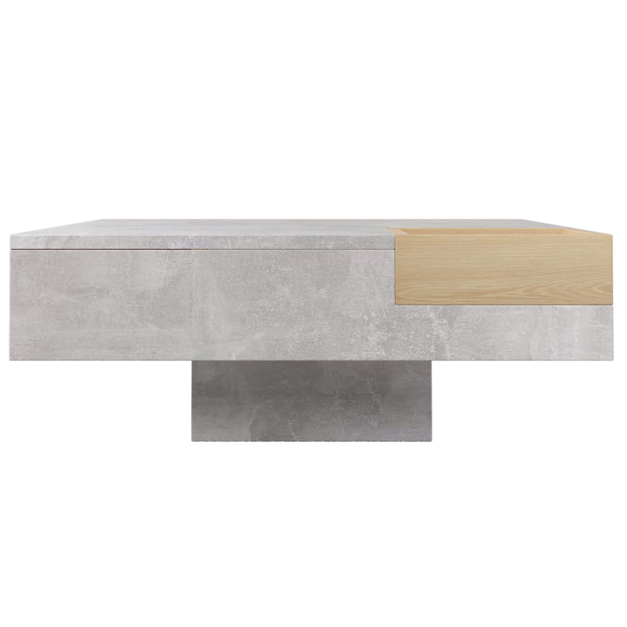 Logidon salontafel betongrijs uitneembare opbergbak 72x72 cm