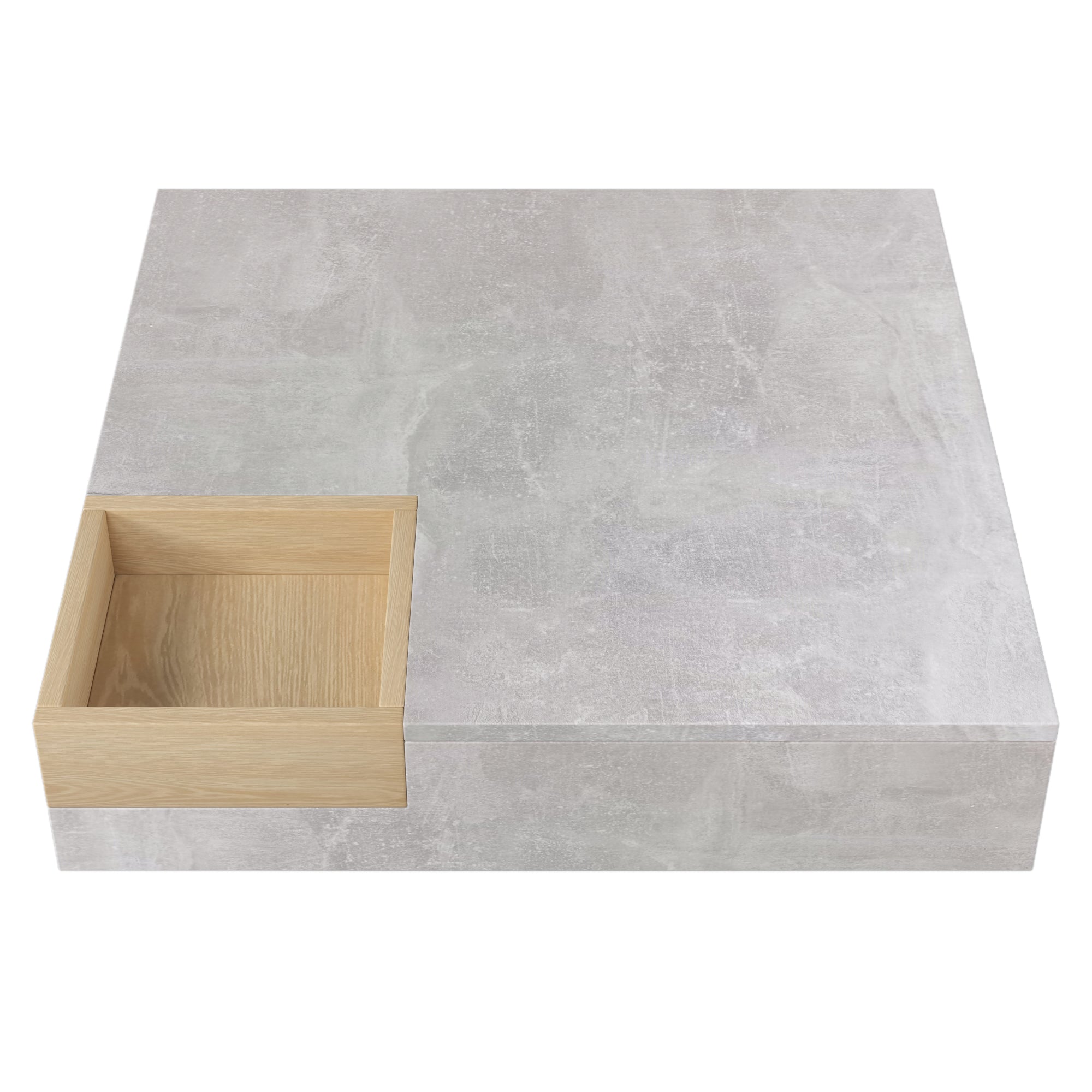 Logidon salontafel betongrijs uitneembare opbergbak 72x72 cm