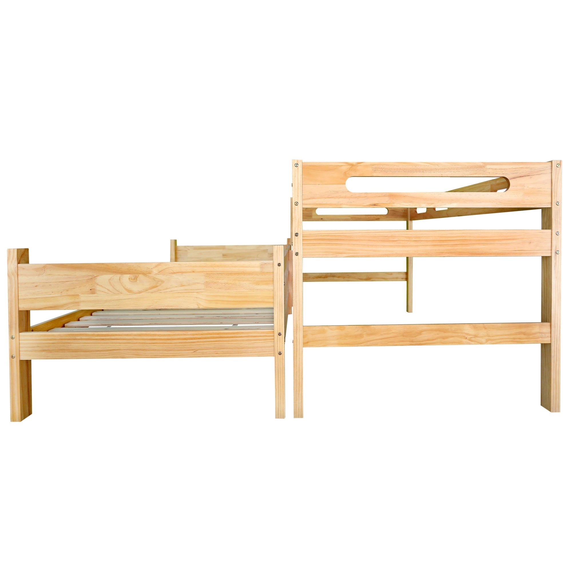 Logidon stapelbed 90x200 naturel hout Twee eenpersoonsbedden