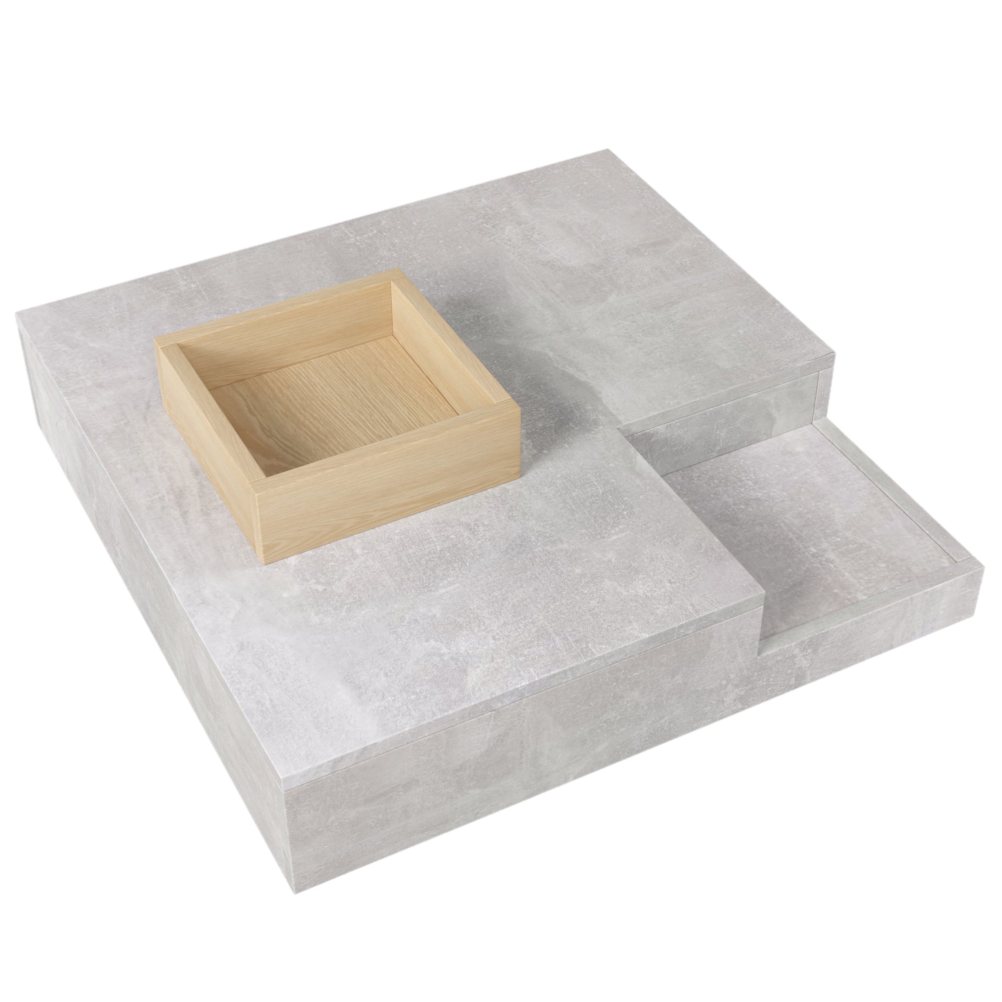 Logidon salontafel betongrijs uitneembare opbergbak 72x72 cm